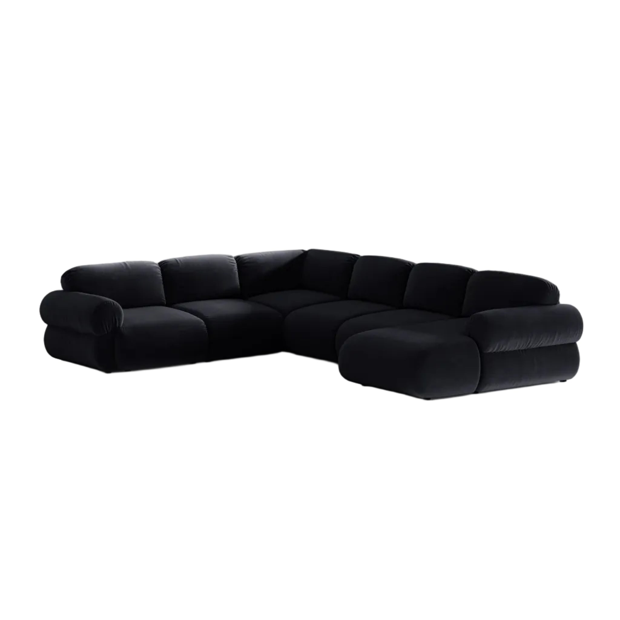 Panoramic Velvet Left-Arm Sofa OPHELIA in Royal Blue