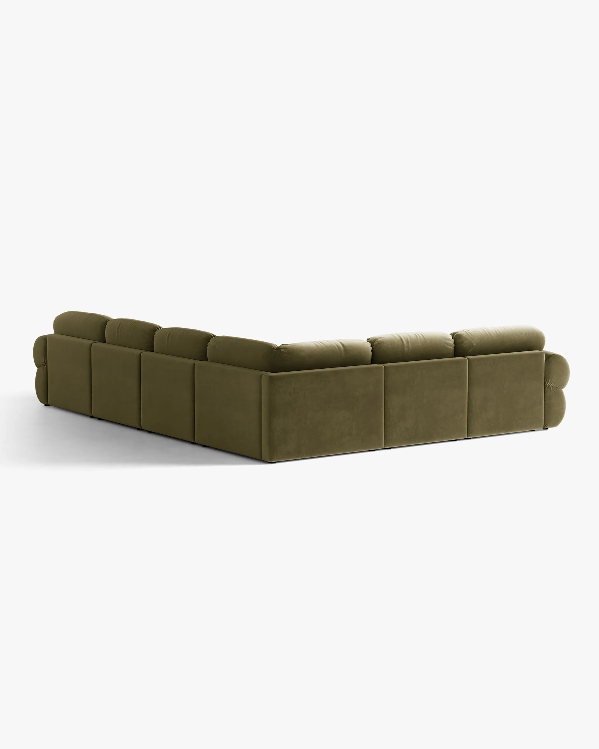 Panoramic Velvet Left-Arm Sofa OPHELIA in Olive Green