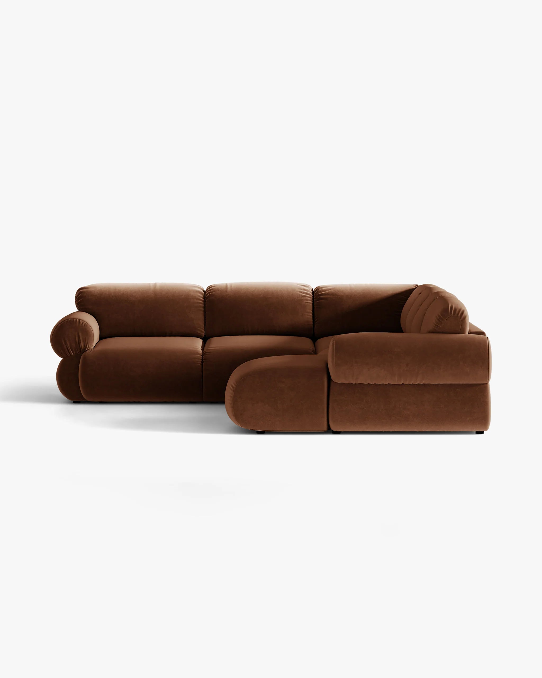 Panoramic Velvet Corner Sofa Left Side OPHELIA in Brown