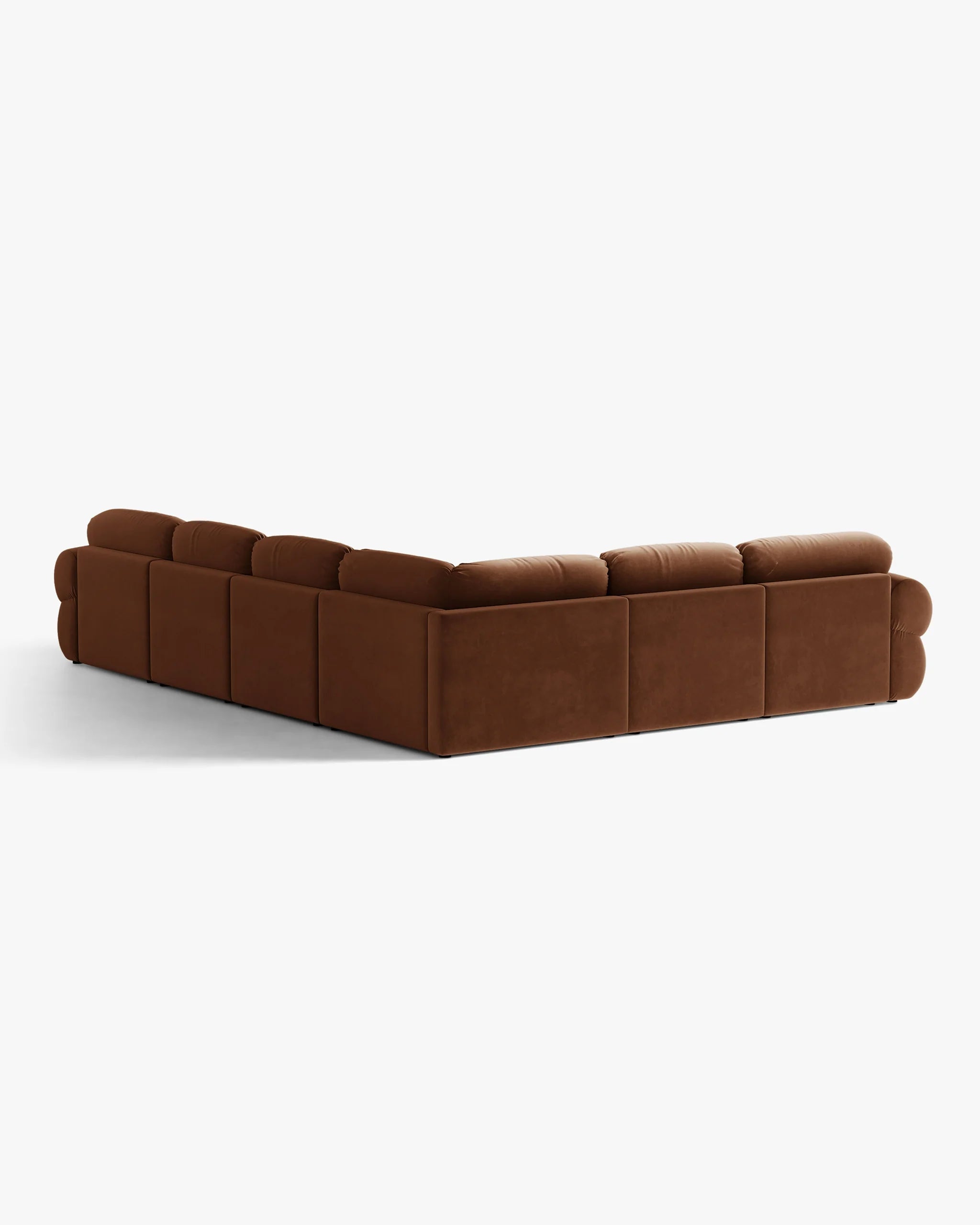 Panoramic Velvet Corner Sofa Left Side OPHELIA in Brown