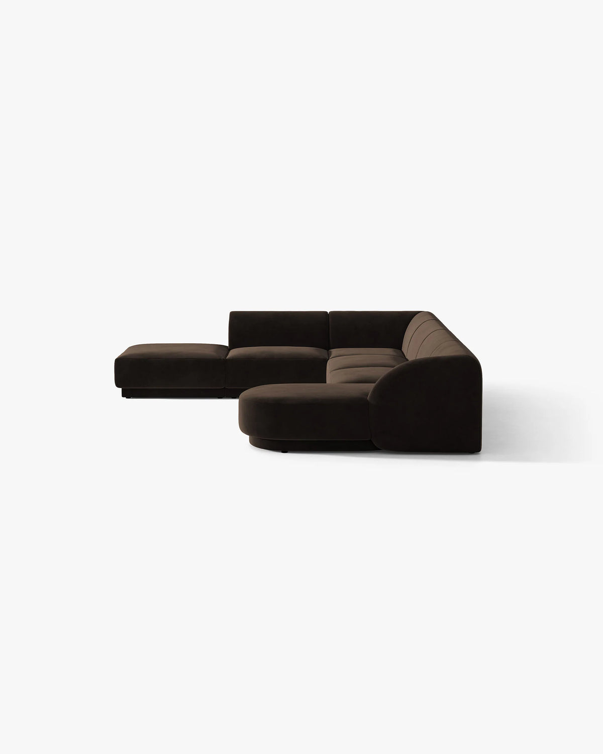 Miley Left-Hand U-Shaped Velvet Sofa for 6 in Chocolate