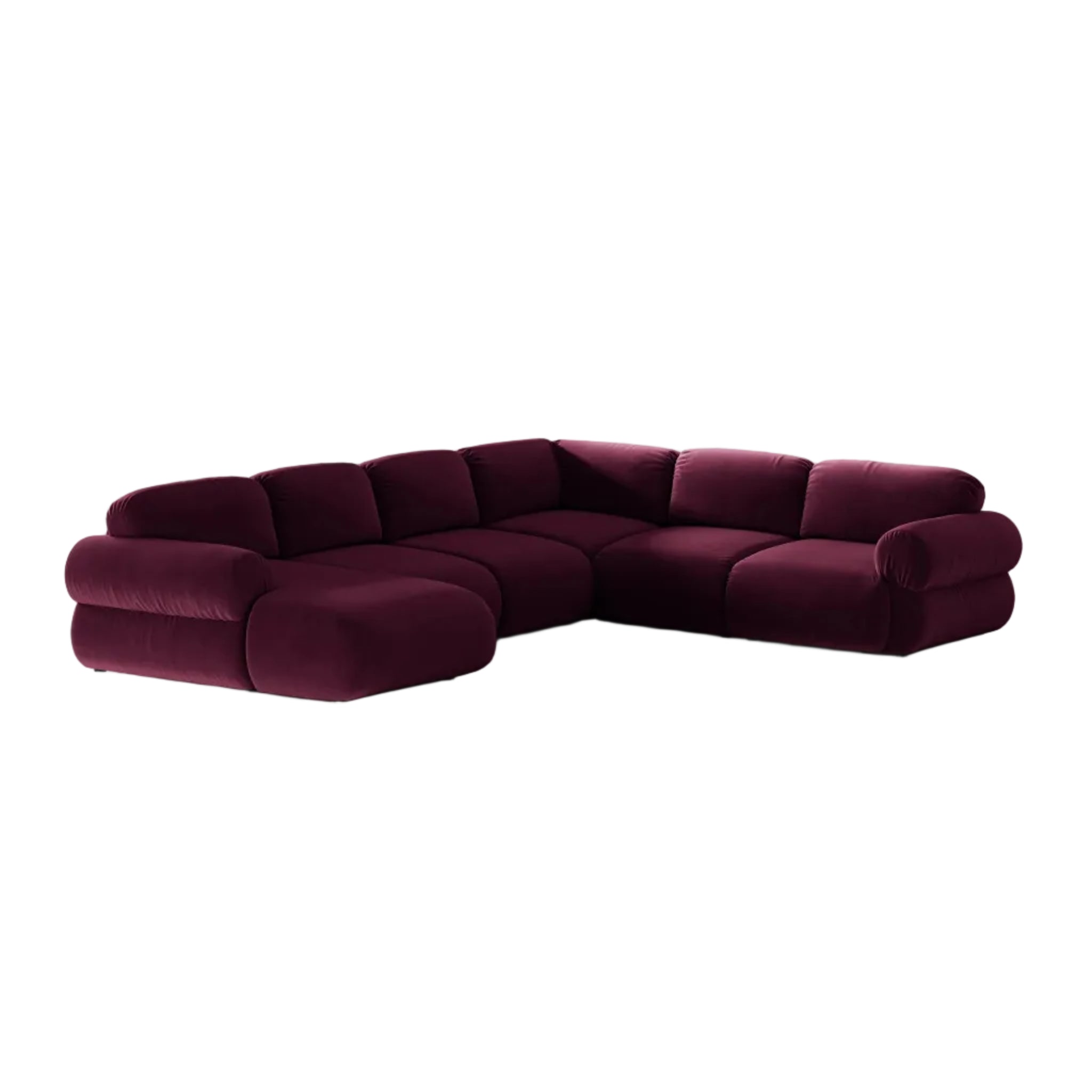 Ophelia Burgundy Right-Handed Velvet Panoramic Corner Sofa