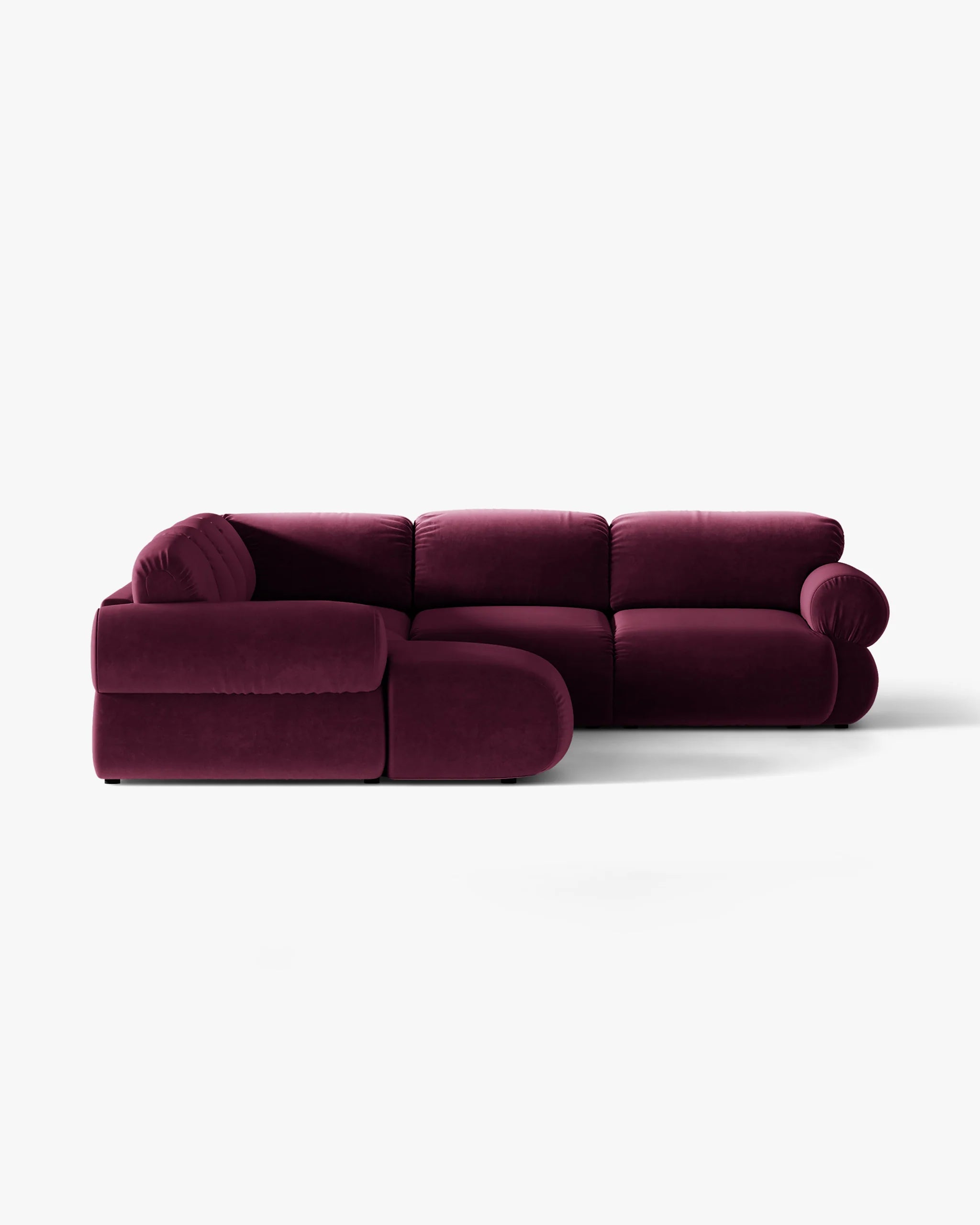 Ophelia Burgundy Right-Handed Velvet Panoramic Corner Sofa