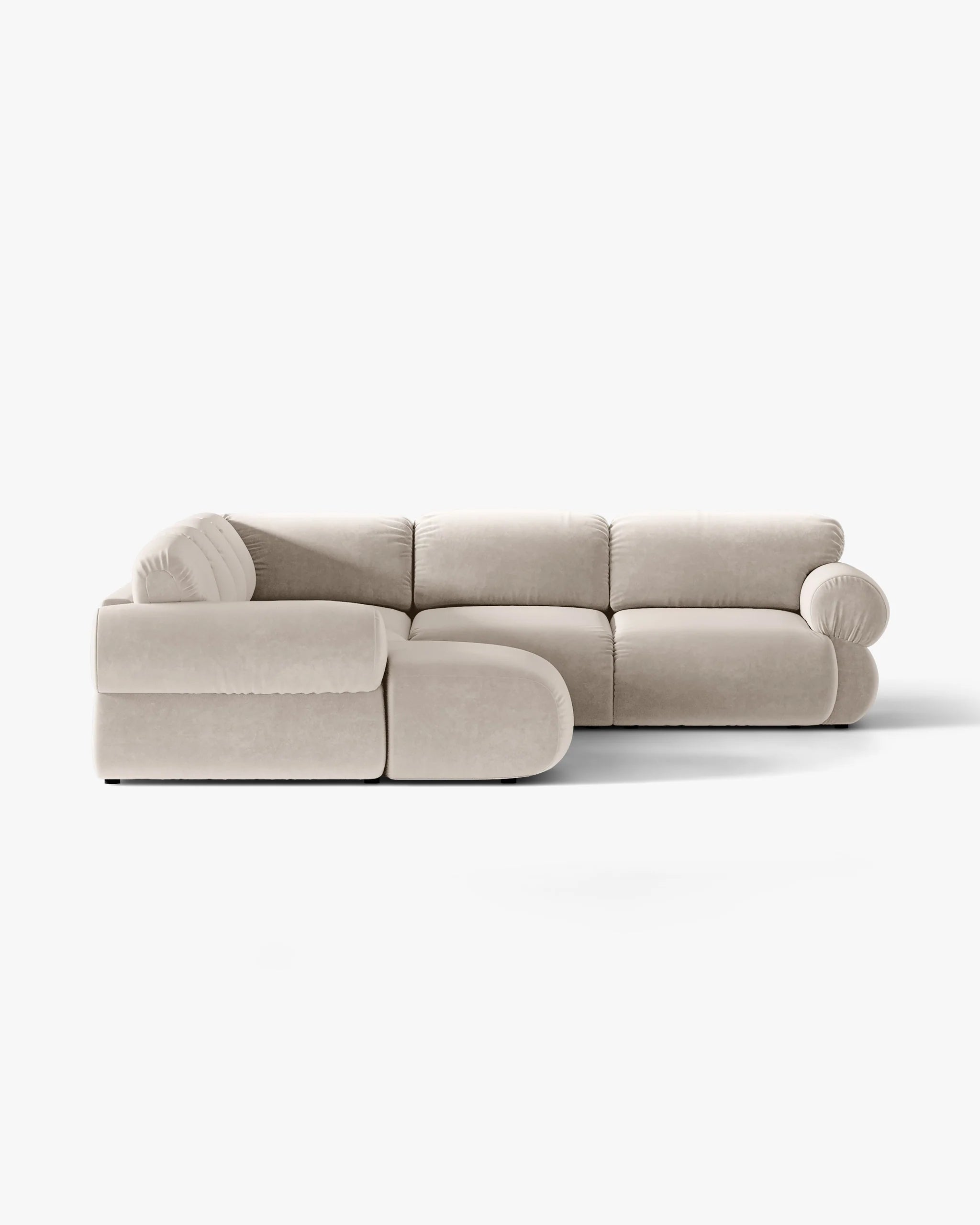 Beige Velvet Right-Handed Panoramic Corner Sofa OPHELIA
