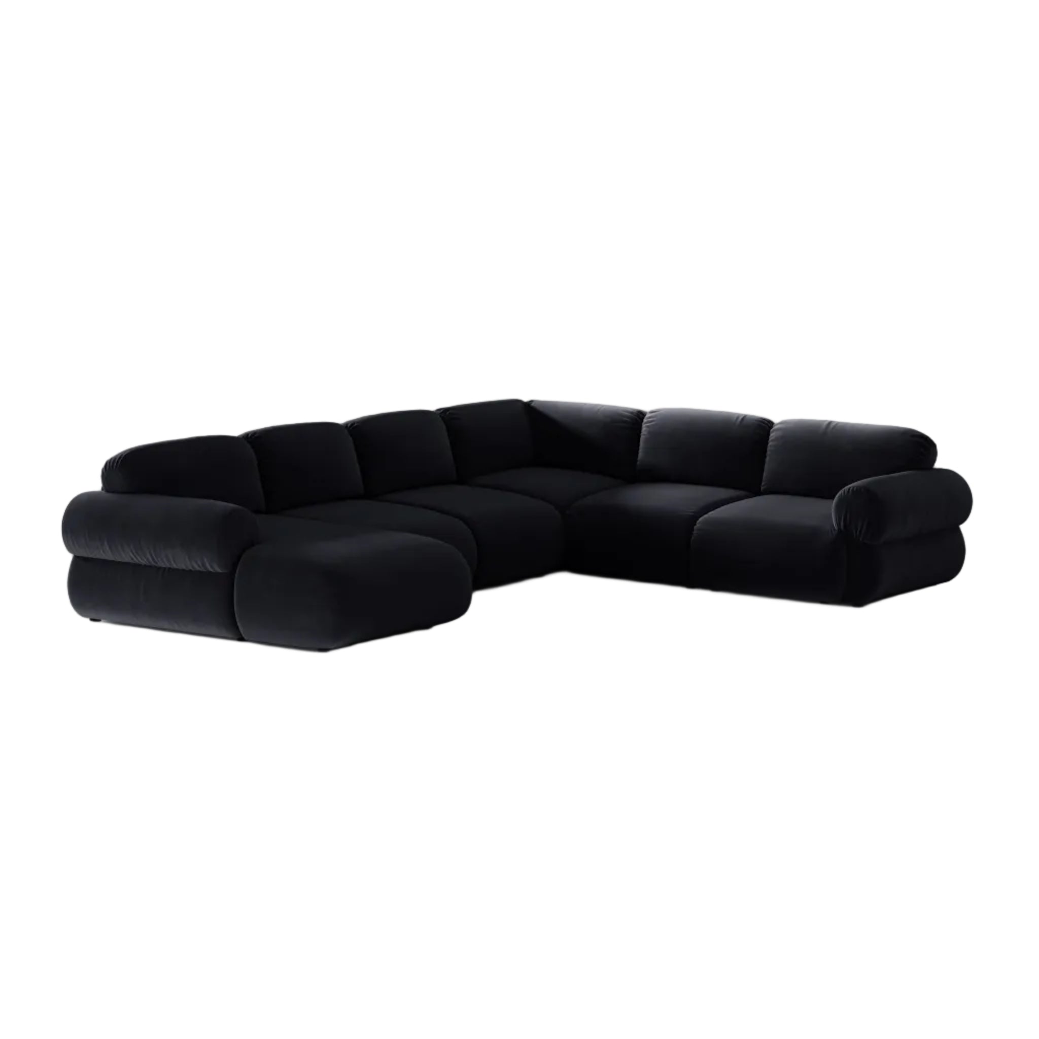 Panoramic Velvet Right-Arm Sofa OPHELIA in Royal Blue