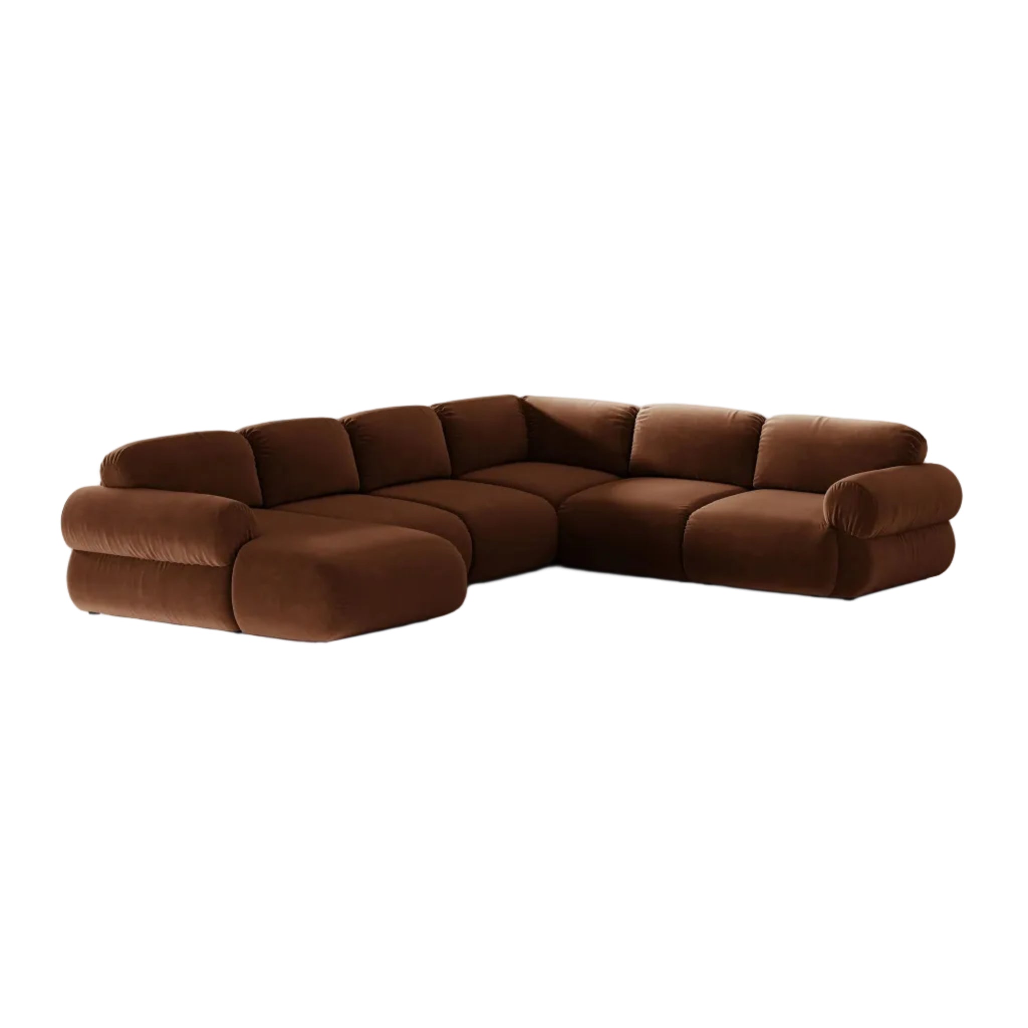 Panoramic Velvet Right-Arm Sofa OPHELIA in Brown