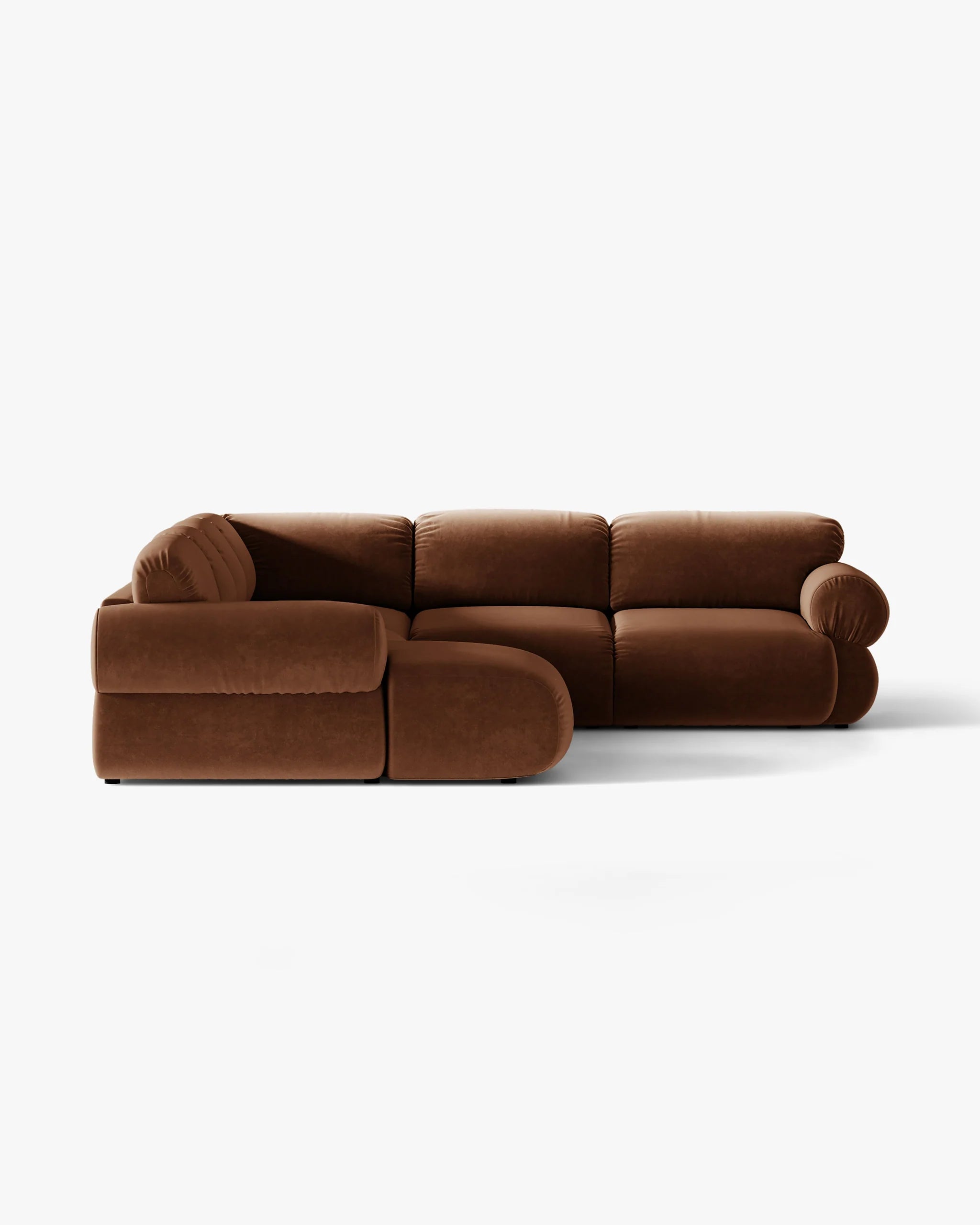 Panoramic Velvet Right-Arm Sofa OPHELIA in Brown