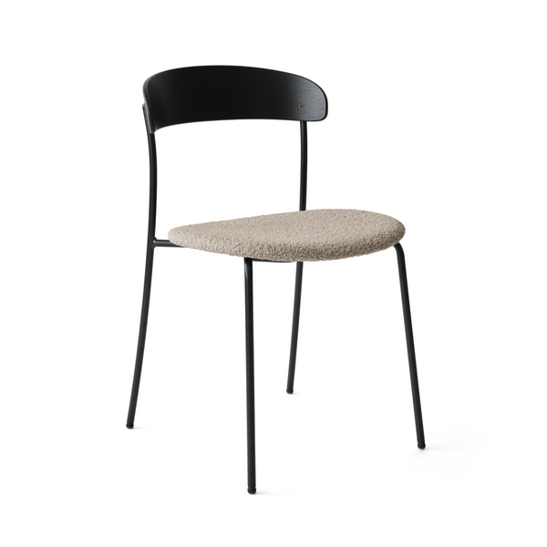 Missing upholstered chair with black ash veneer