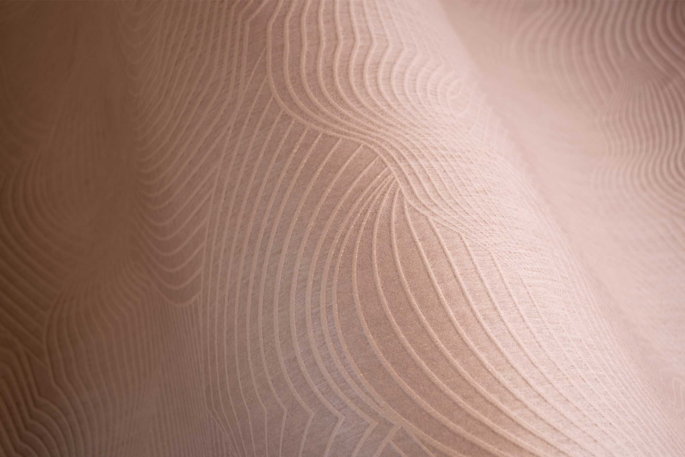 Textil-Tapete mit abstraktem Muster und Moiré-Effekt TECHNO BEE gedämpftes Rosa