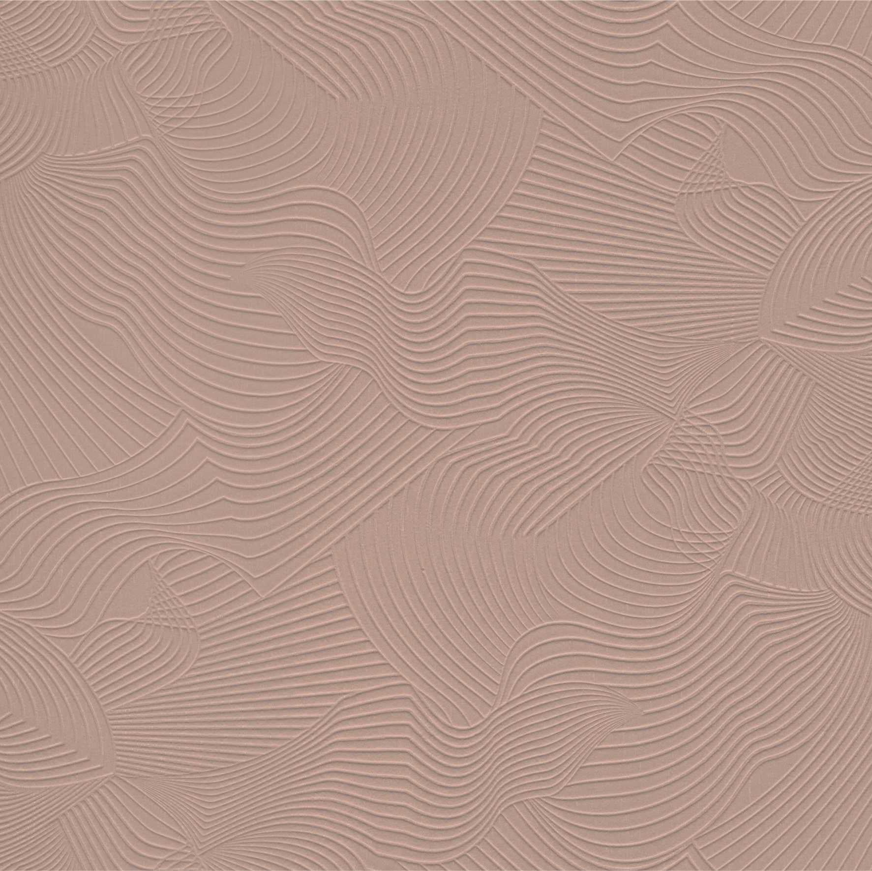 Textil-Tapete mit abstraktem Muster und Moiré-Effekt TECHNO BEE gedämpftes Rosa