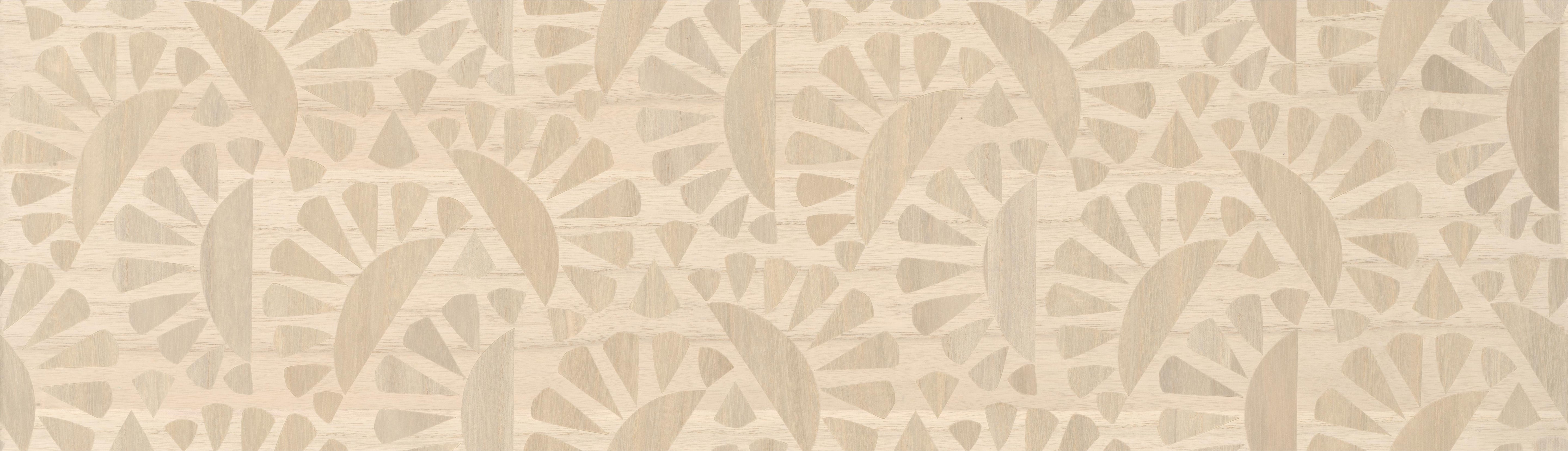 Veneered wallpaper with geometric pattern WOODBLOCK BEETLE FLORA beige