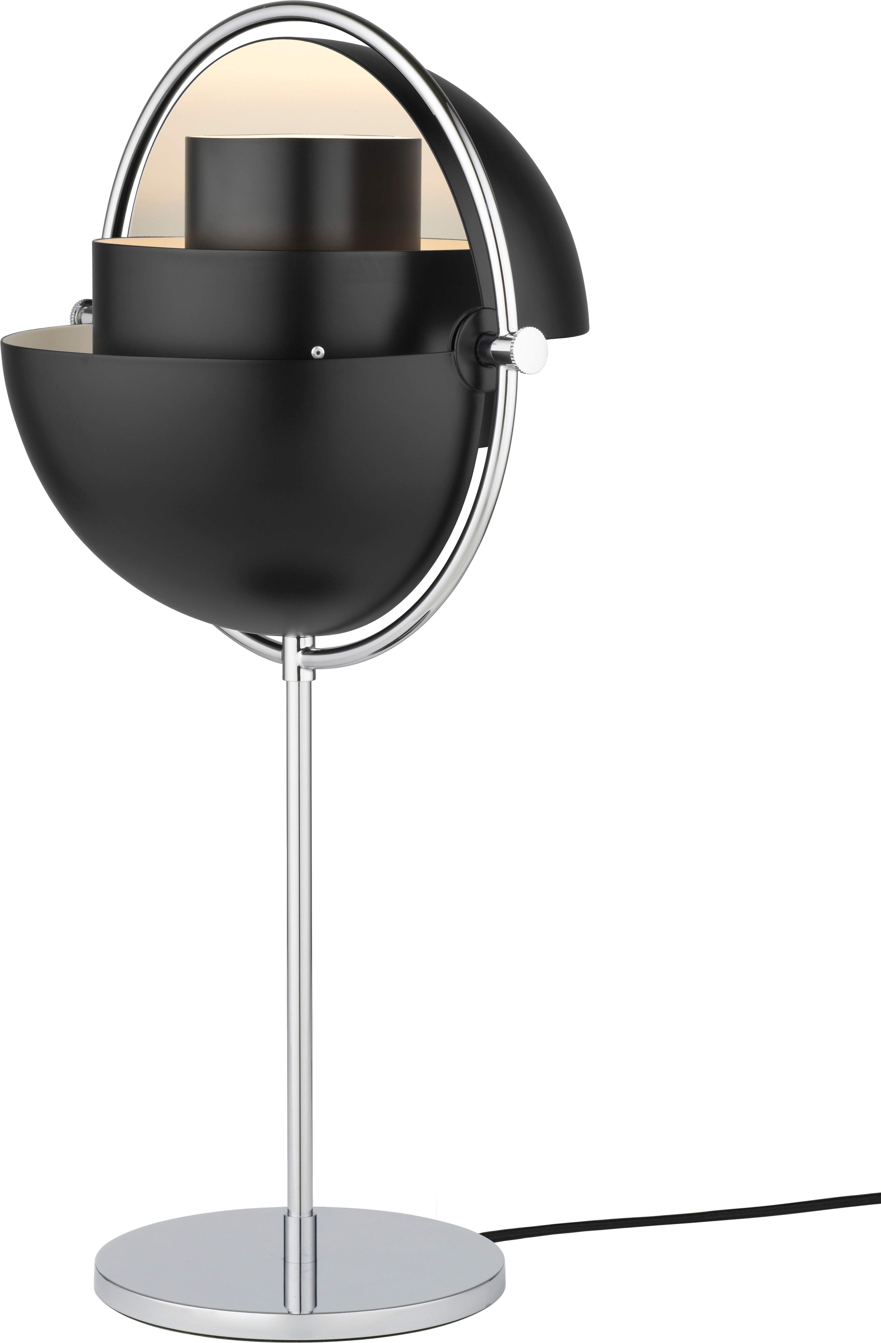 MULTI-LITE schwarze Tischlampe mit Chromfuß