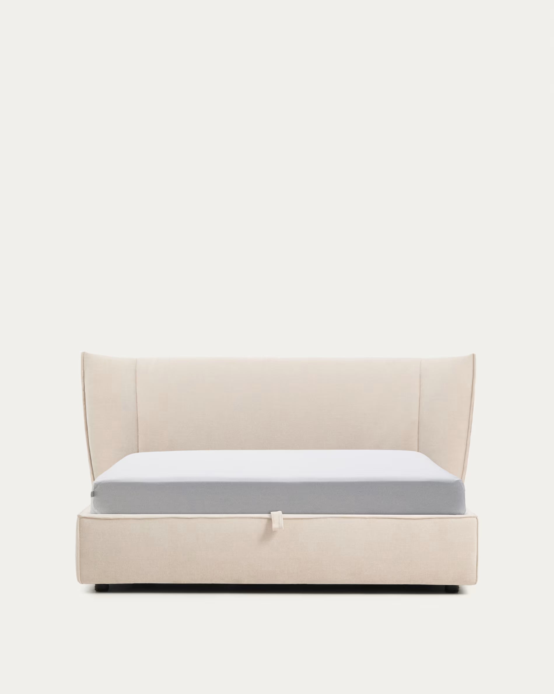 ARVIAN bed with bedding storage beige chenille