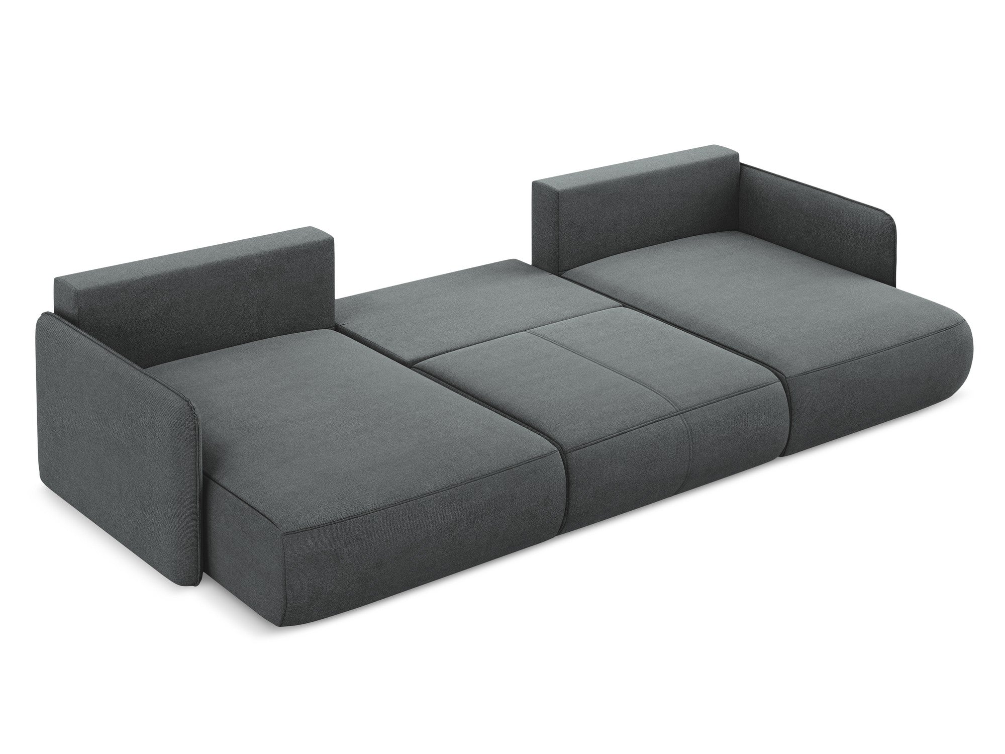 Gray panoramic corner sofa with sleeping function NANEA