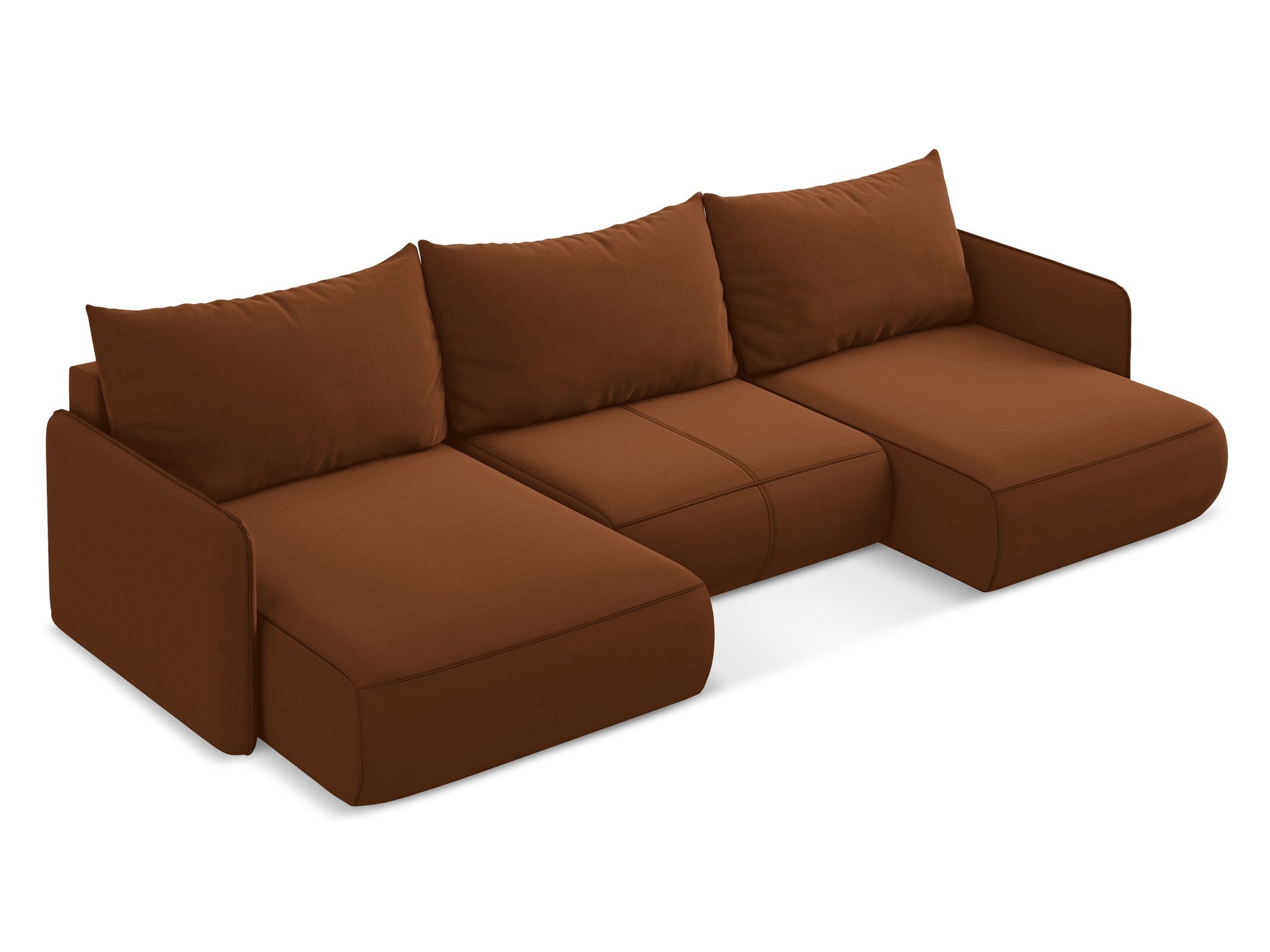 Panoramic Velvet Corner Sofa with Sleeping Function NANEA Terracotta