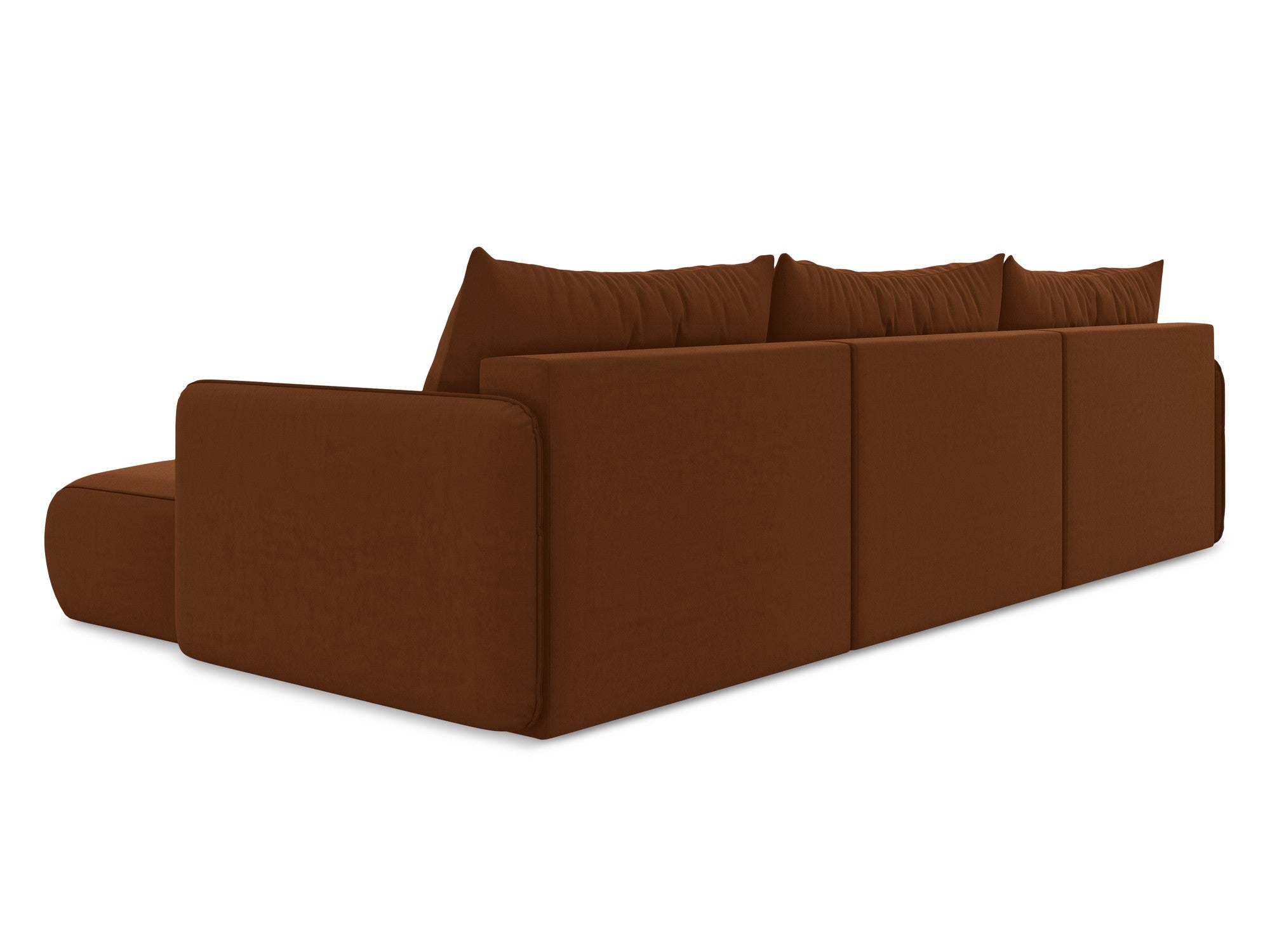 Panoramic Velvet Corner Sofa with Sleeping Function NANEA Terracotta