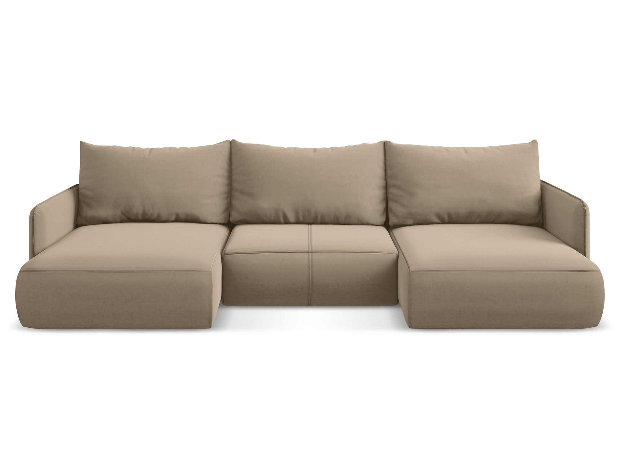 Panoramic Velvet Corner Sofa with Sleeping Function NANEA Dark Beige