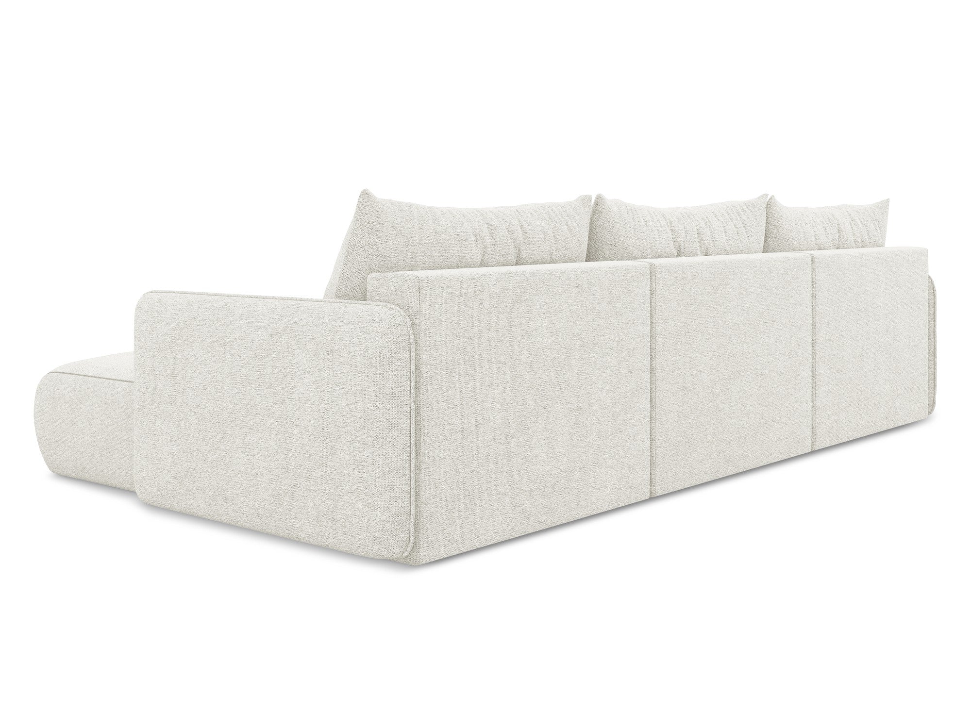 Panoramic corner sofa with sleeping function NANEA white chenille