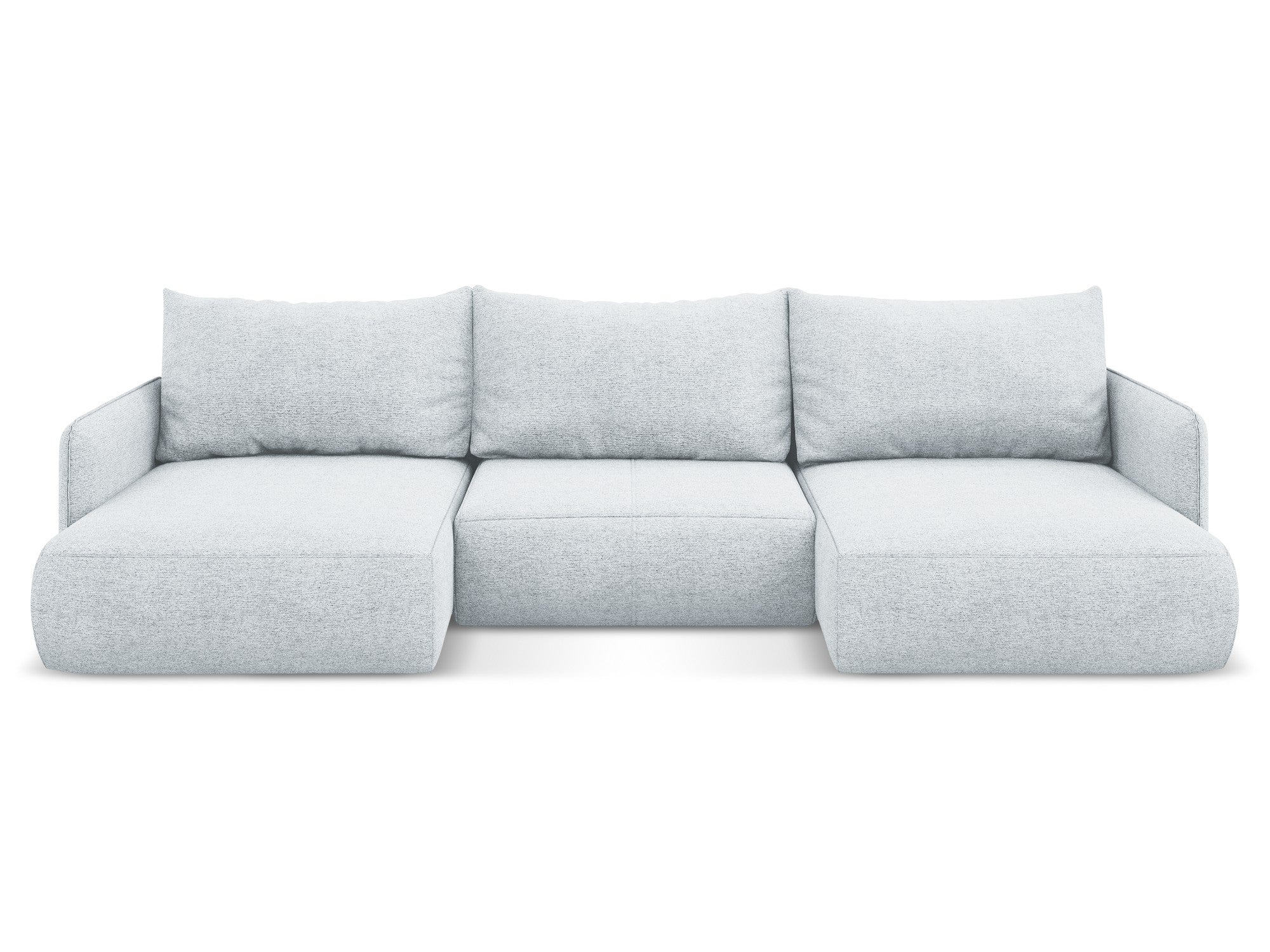 Panoramic corner sofa with sleeping function NANEA light blue chenille