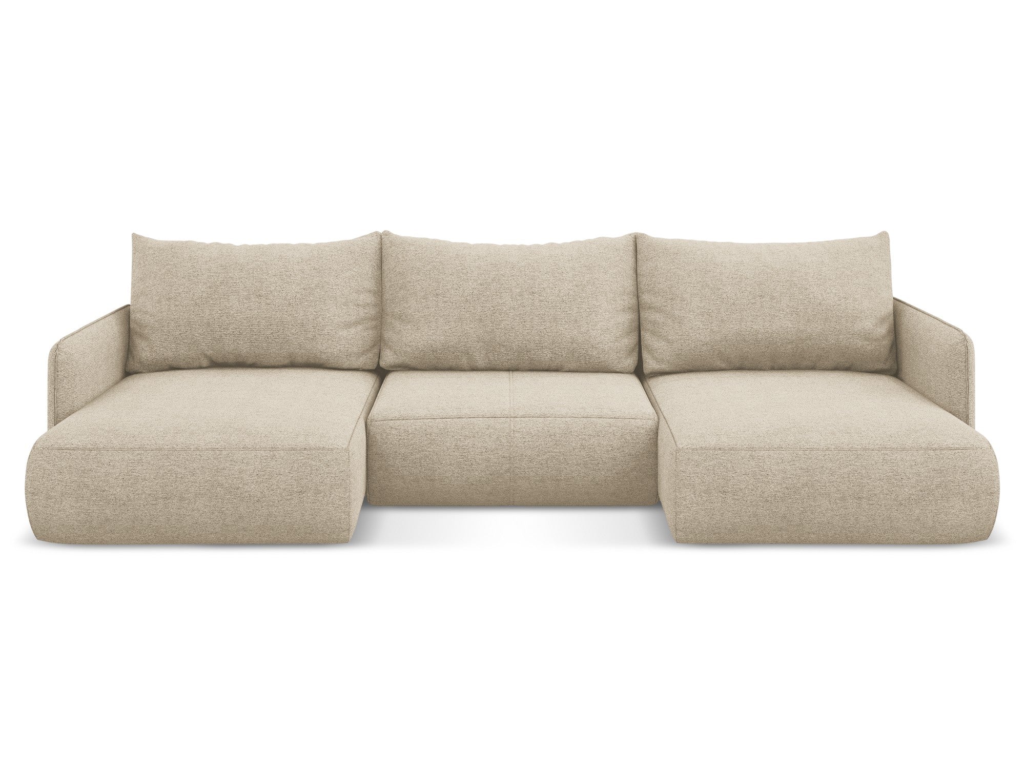 Panoramic corner sofa with sleeping function NANEA dark beige chenille