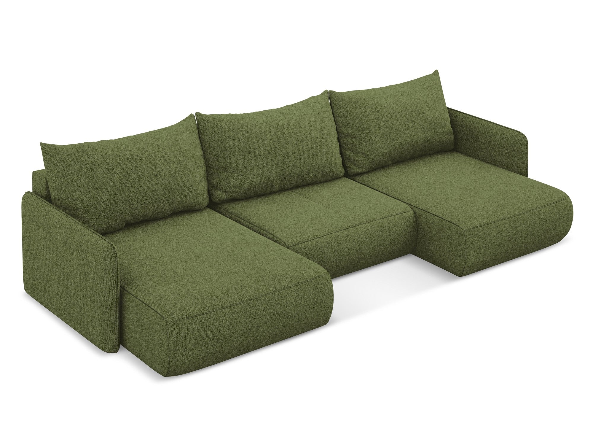 Panoramic corner sofa with sleeping function NANEA green chenille