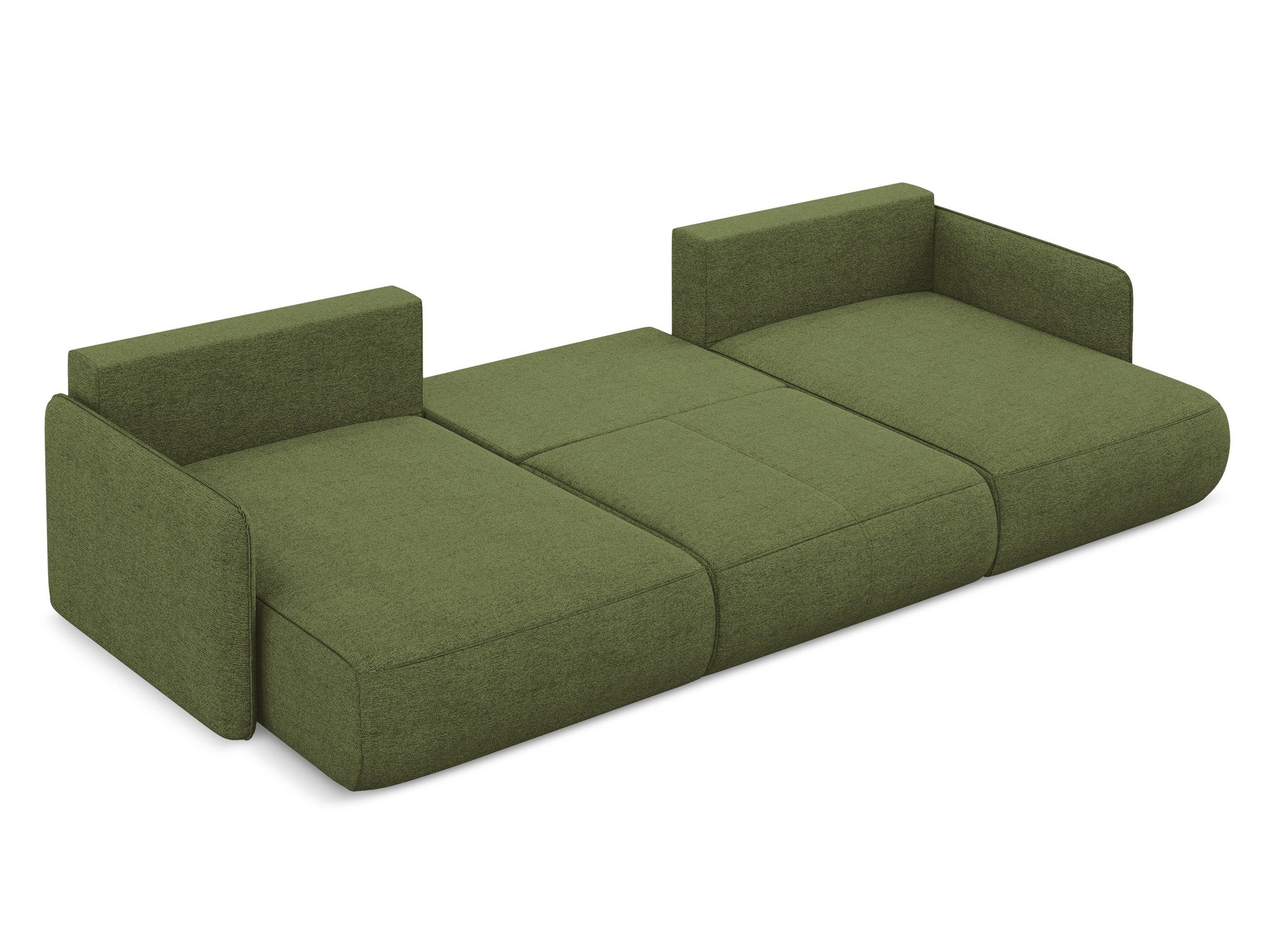 Panoramic corner sofa with sleeping function NANEA green chenille