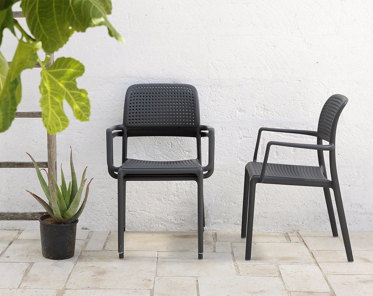 Outdoor chair with armrests BORA anthracite