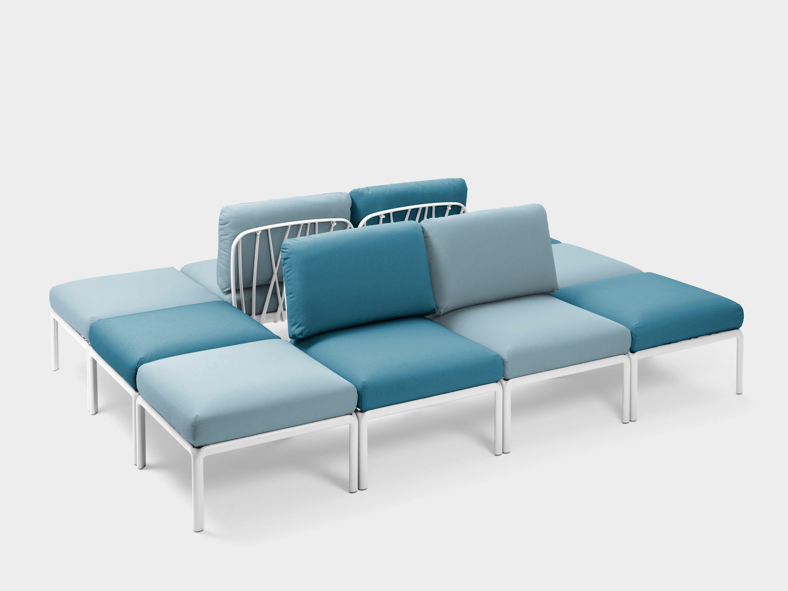 Outdoor Pouf KOMODO in Blue Sunbrella® with Green Agave Base