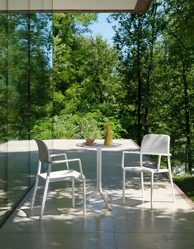 Round outdoor table with height adjustment STEP taupe