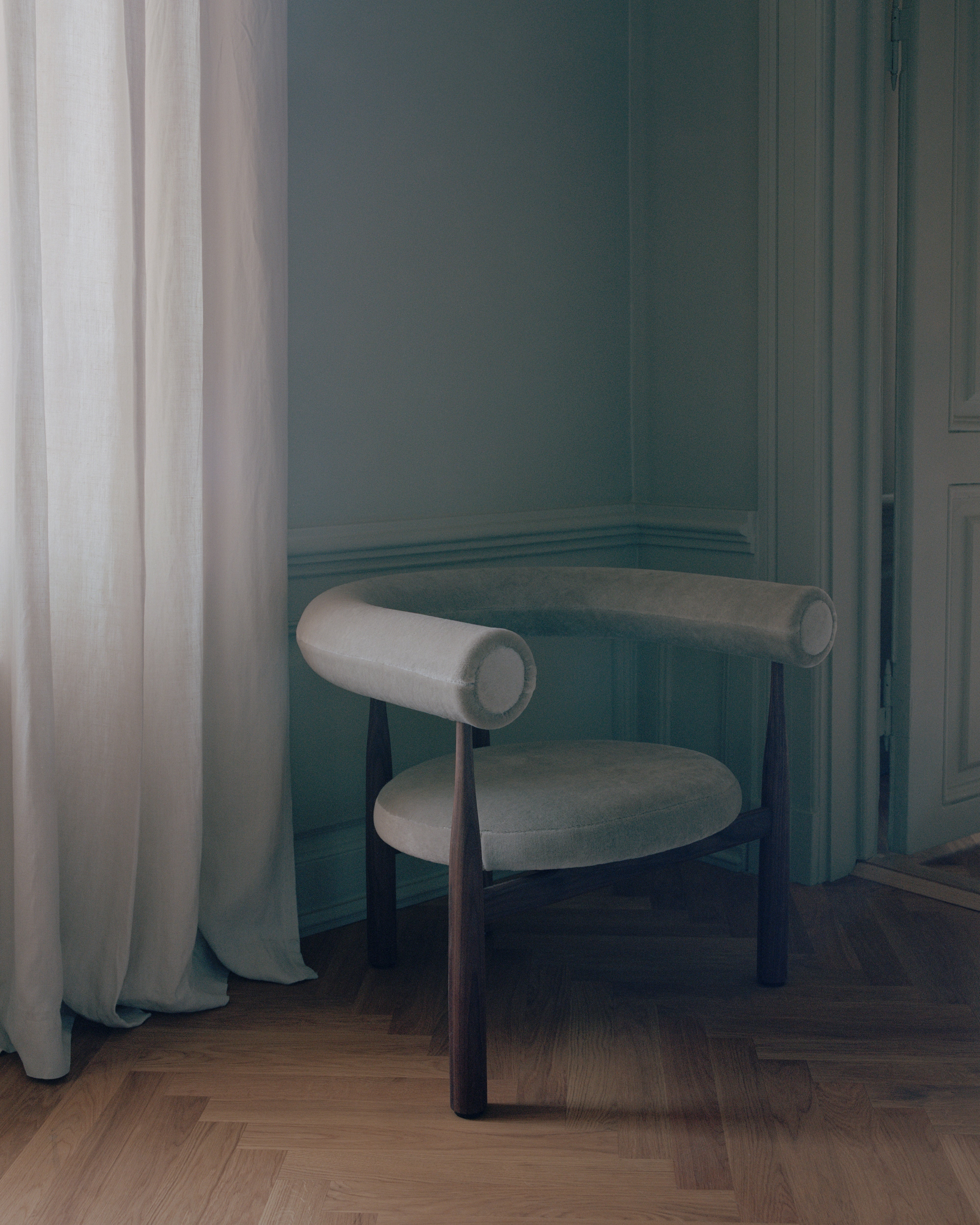 BUKOWSKI upholstered armchair with walnut base