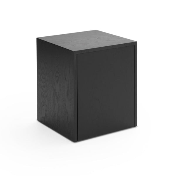 Side table with MASS drawer black oak veneer