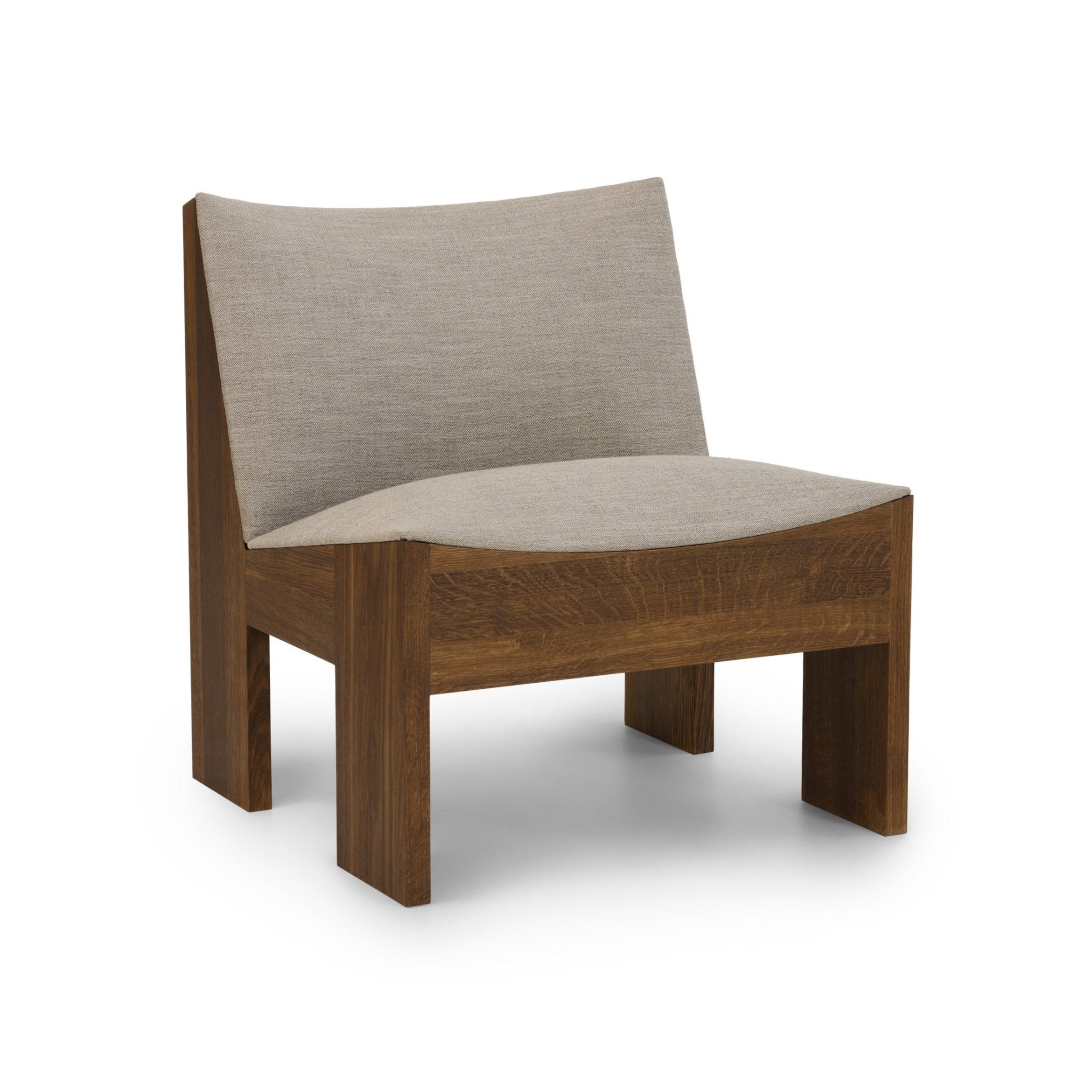 Tenon upholstered armchair with a dark oak base