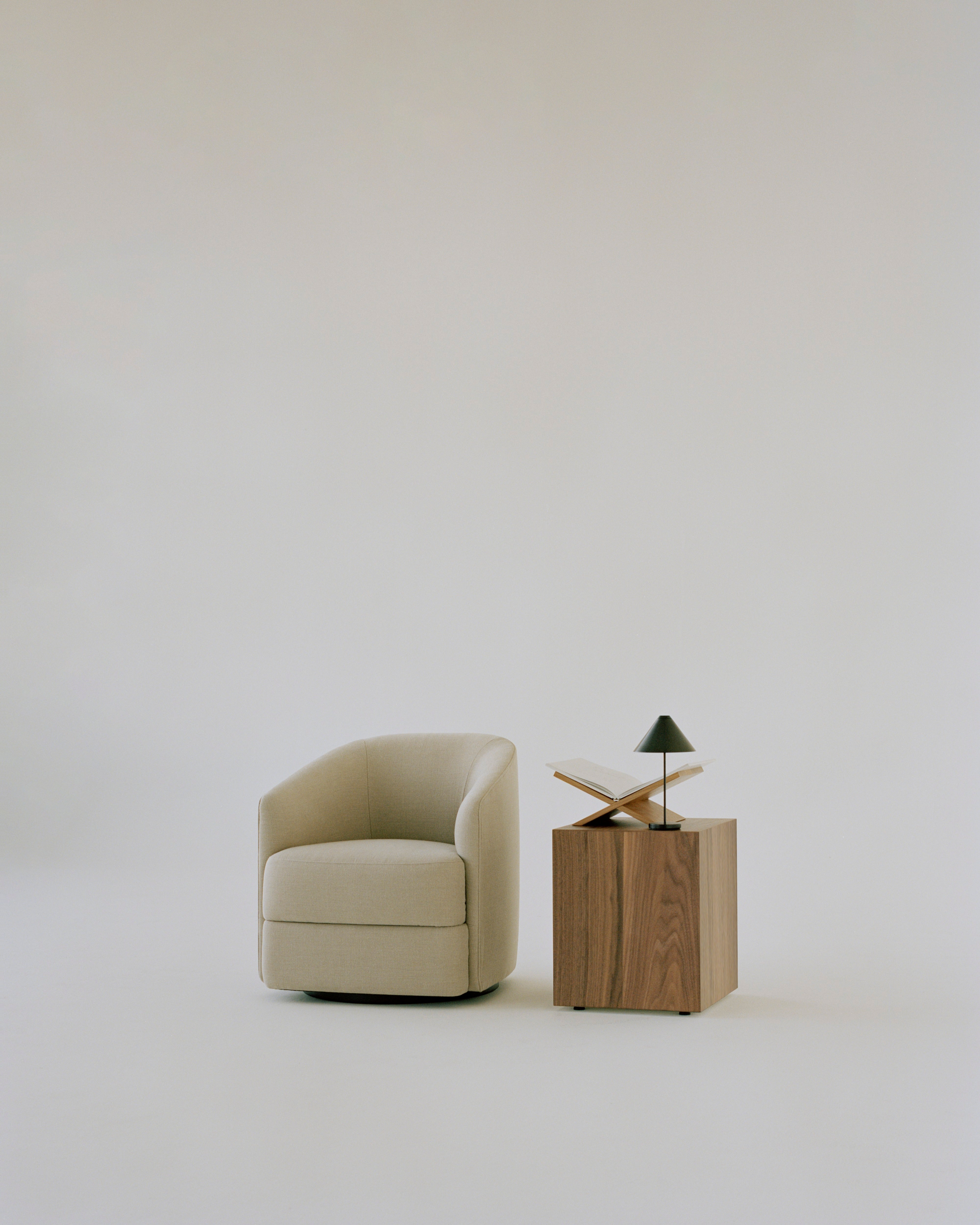 Mass nut veneer side table