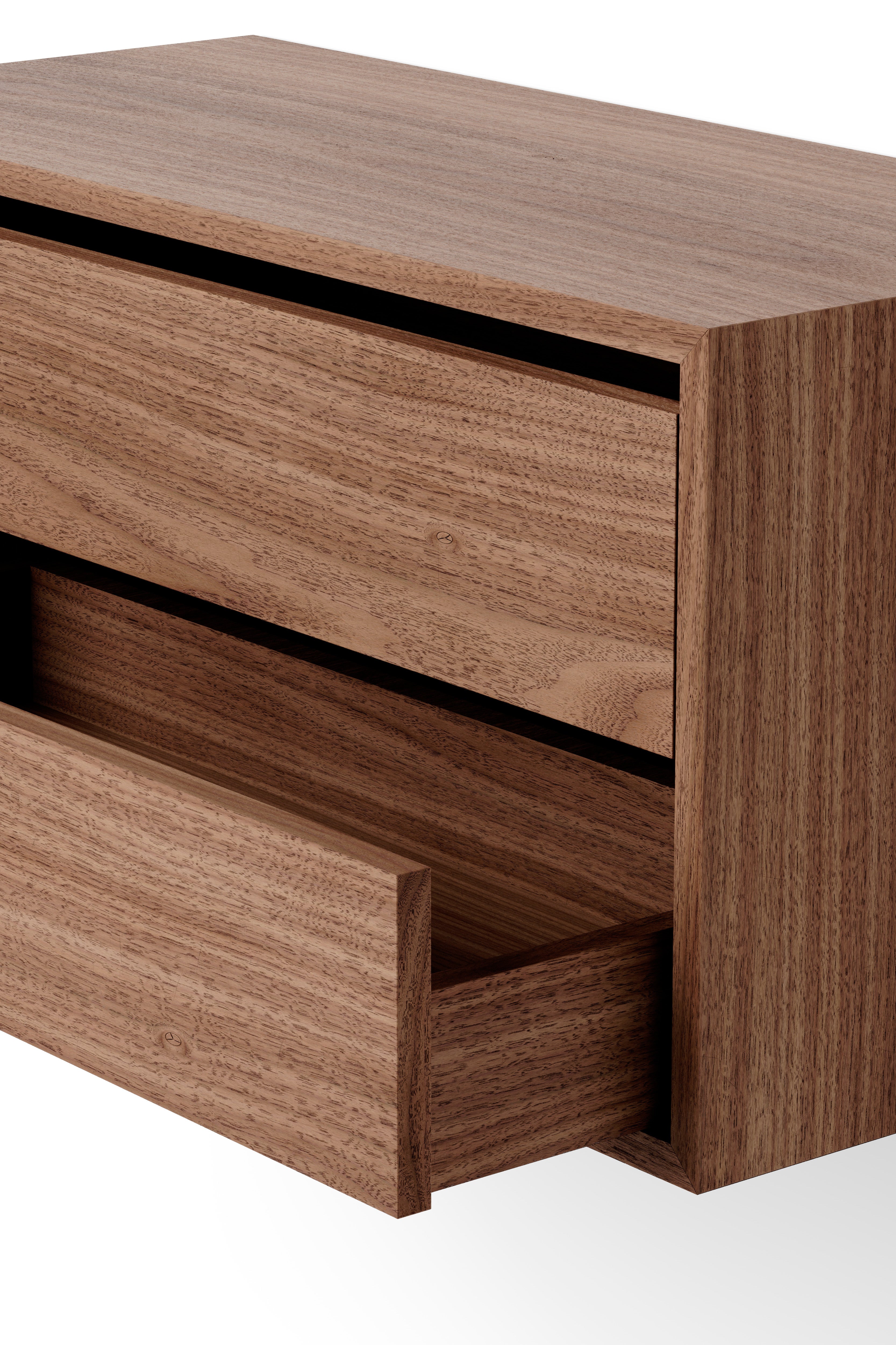 Hanging cabinet with New Works Nut Veneer drawers