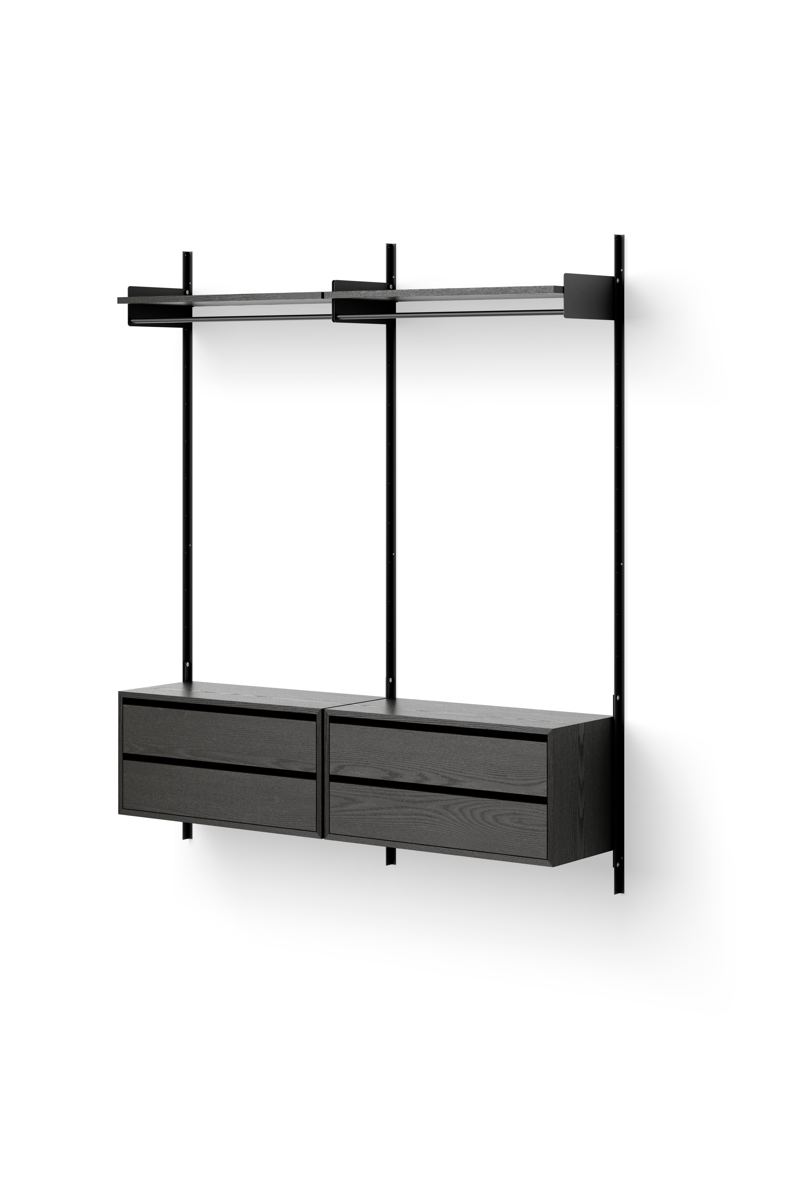 Hanging cabinet with new works drawers black ash veneer