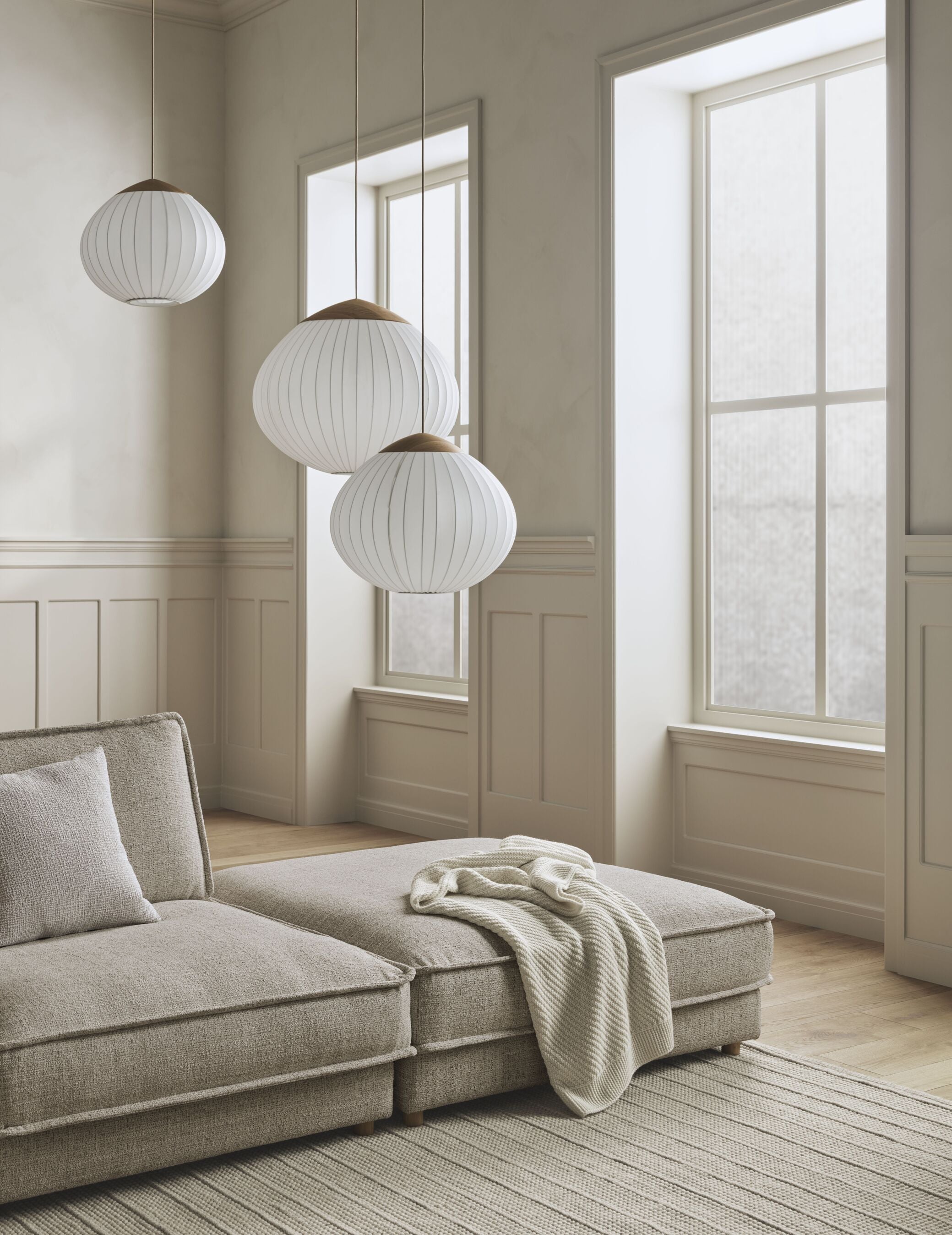 Noora pouf with oak wood base