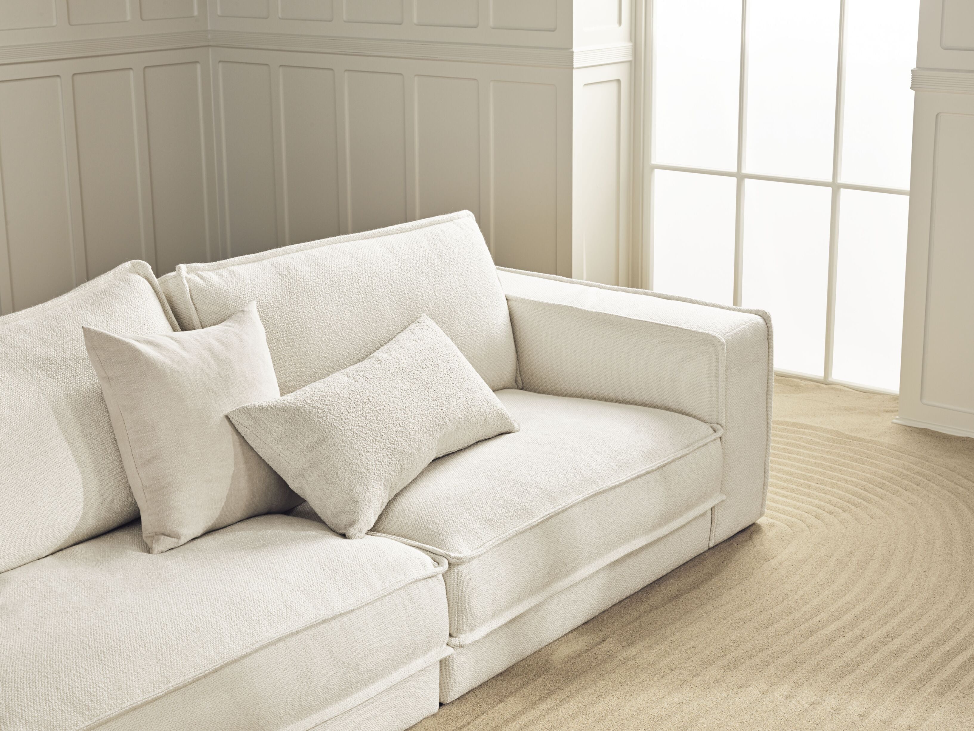 NOORA modular sofa - right -hand module with a whitened base