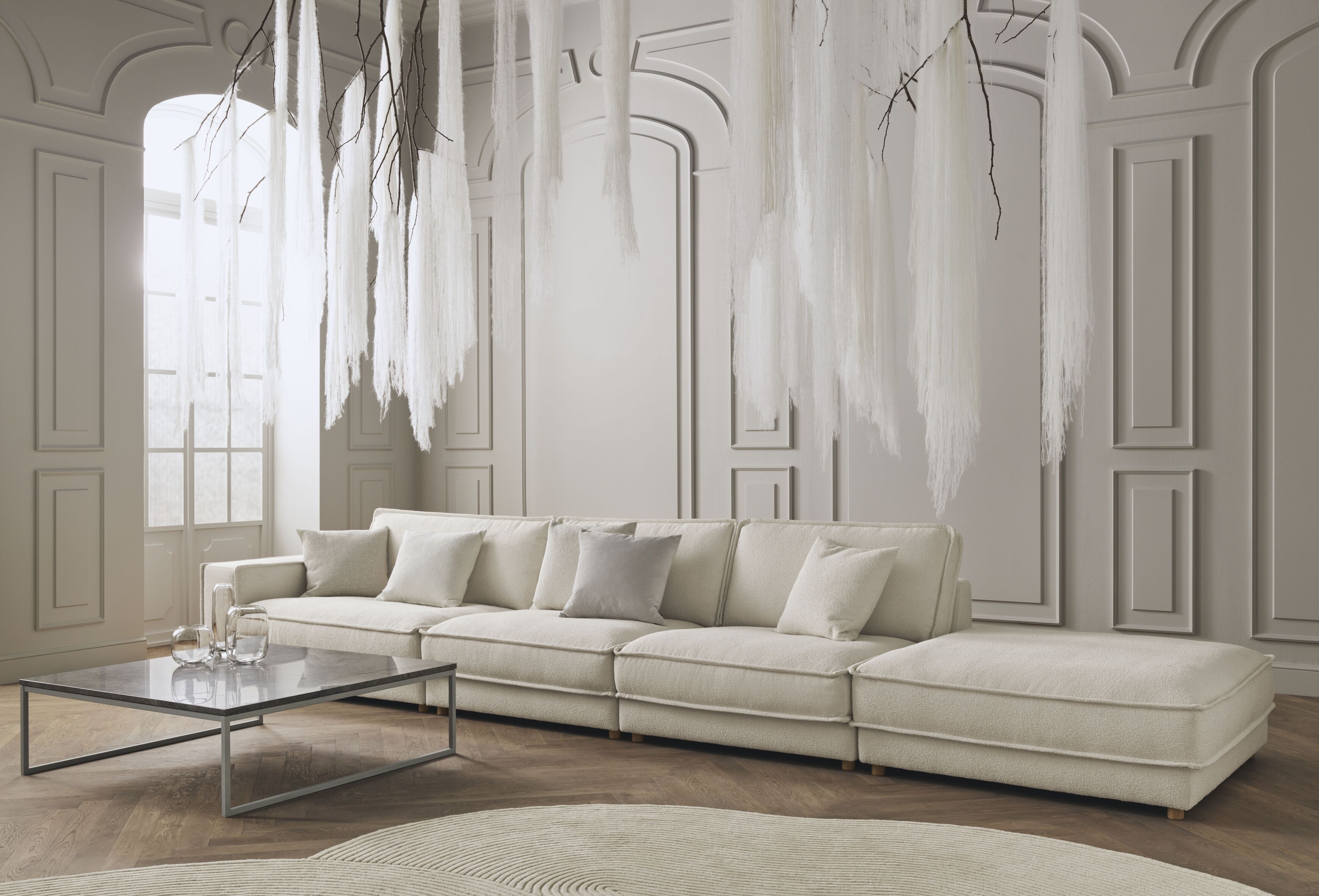 NOORA modular sofa - a corner module with a whitened base