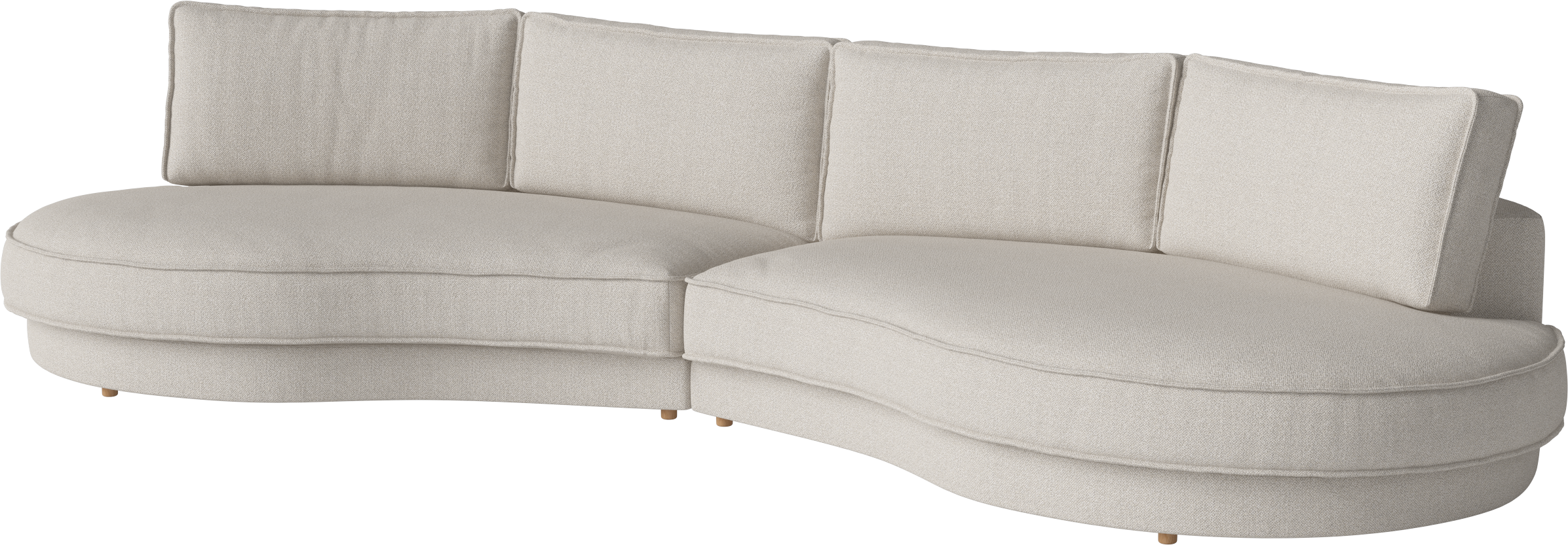 2-module sofa rounded upholstered noora whiten base