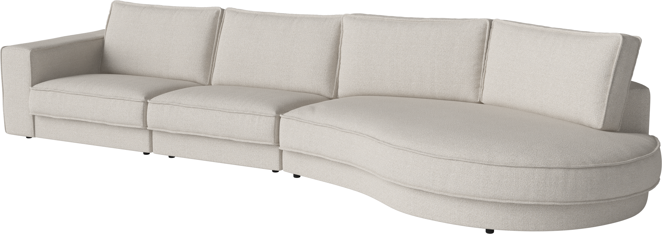 NOORA 3-module sofa with a rounded right side and a black base
