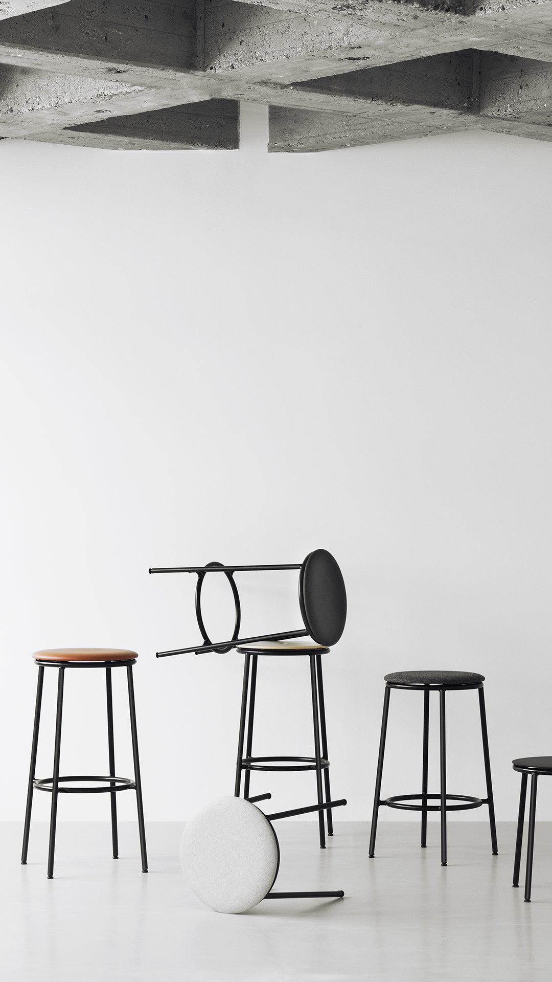 Circa gray stool with a black base