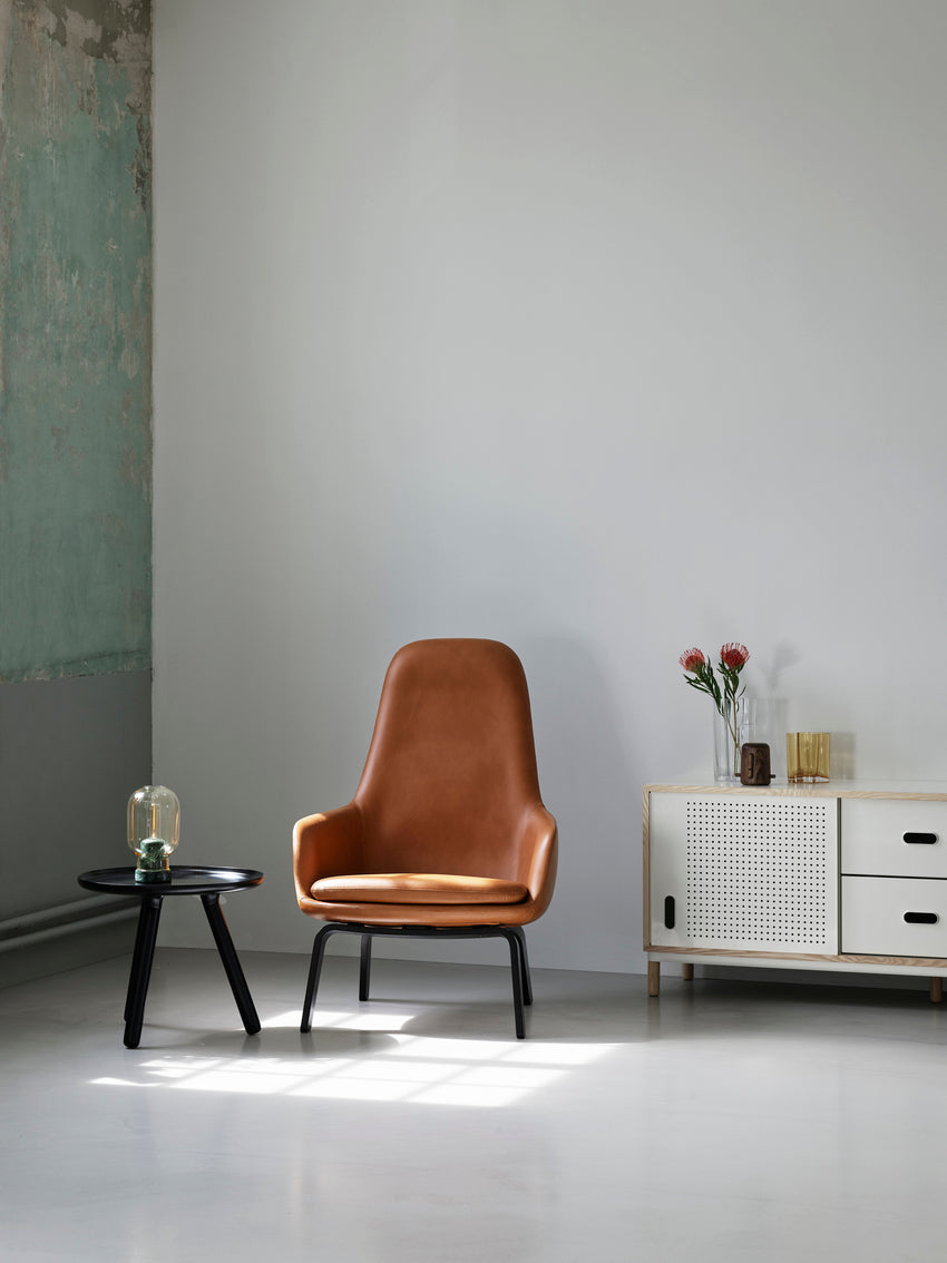 Upholstered armchair Era High Black Oak base