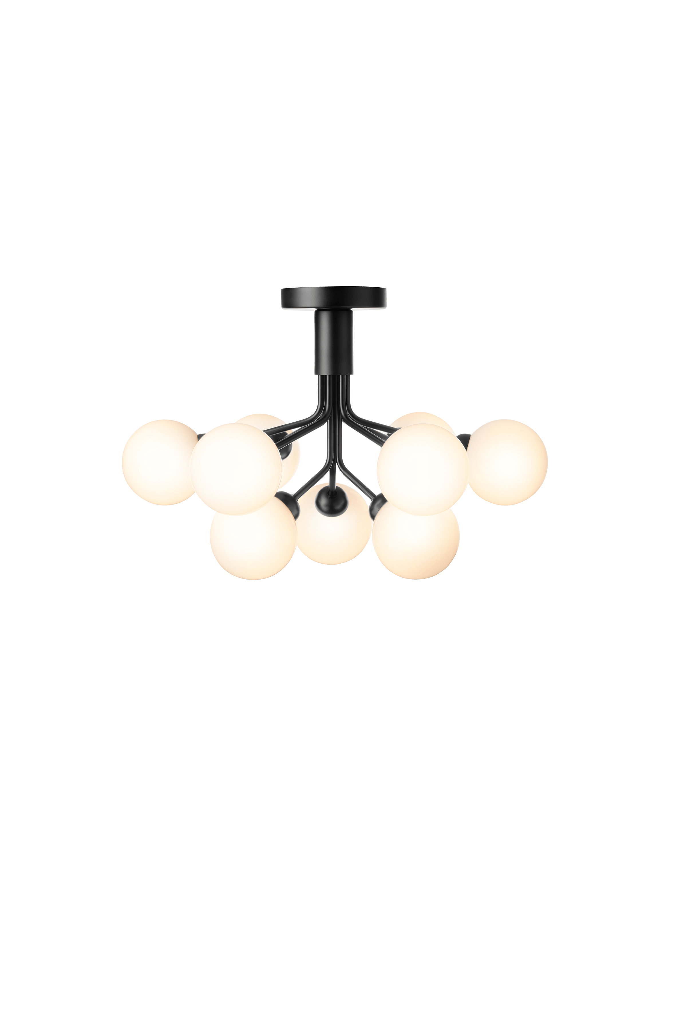 APIALES 9 Ceiling Lamp Black with Opal Glass
