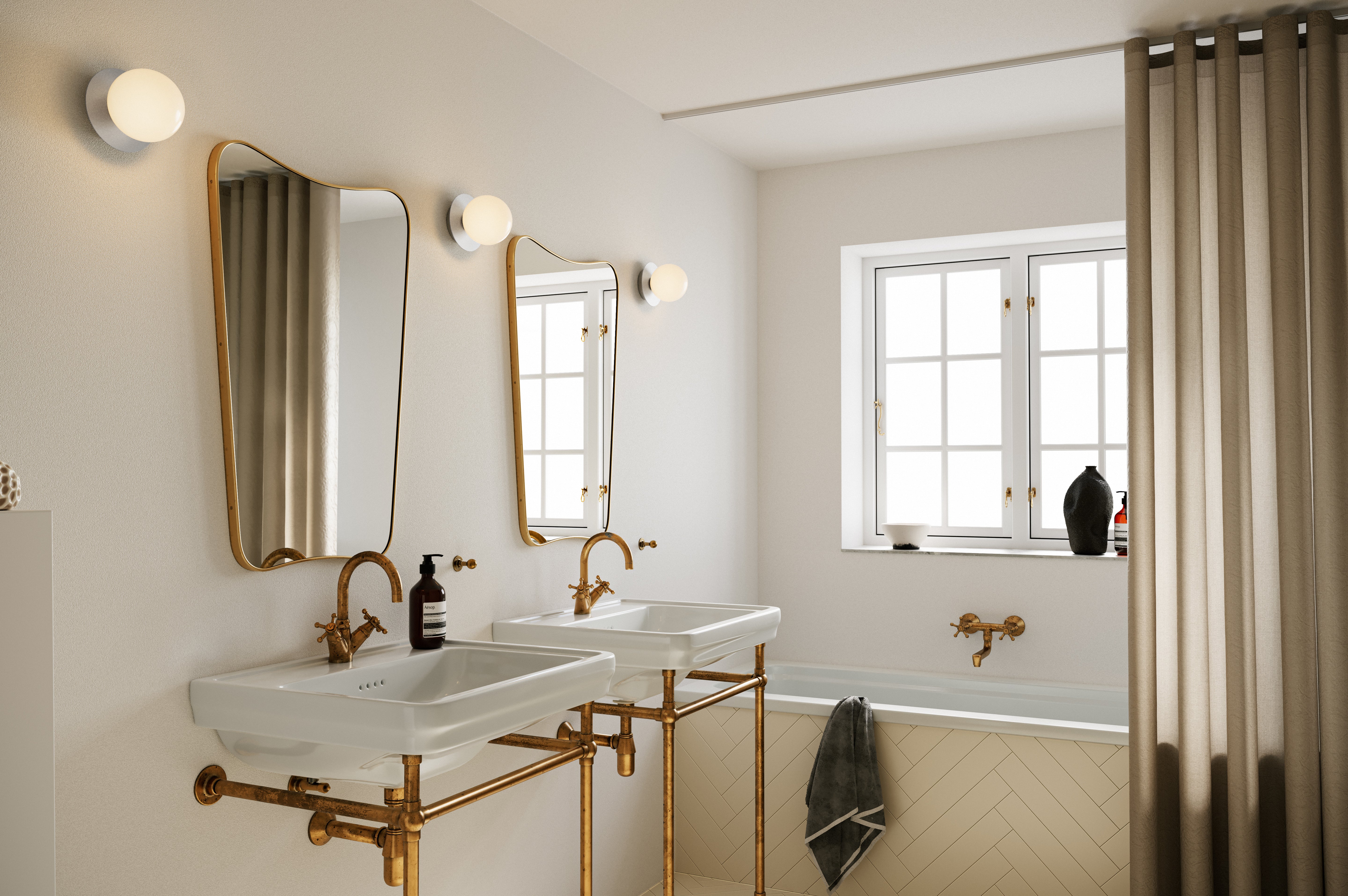 Recessed Wall Light LIILA in Silver with Opal Glass