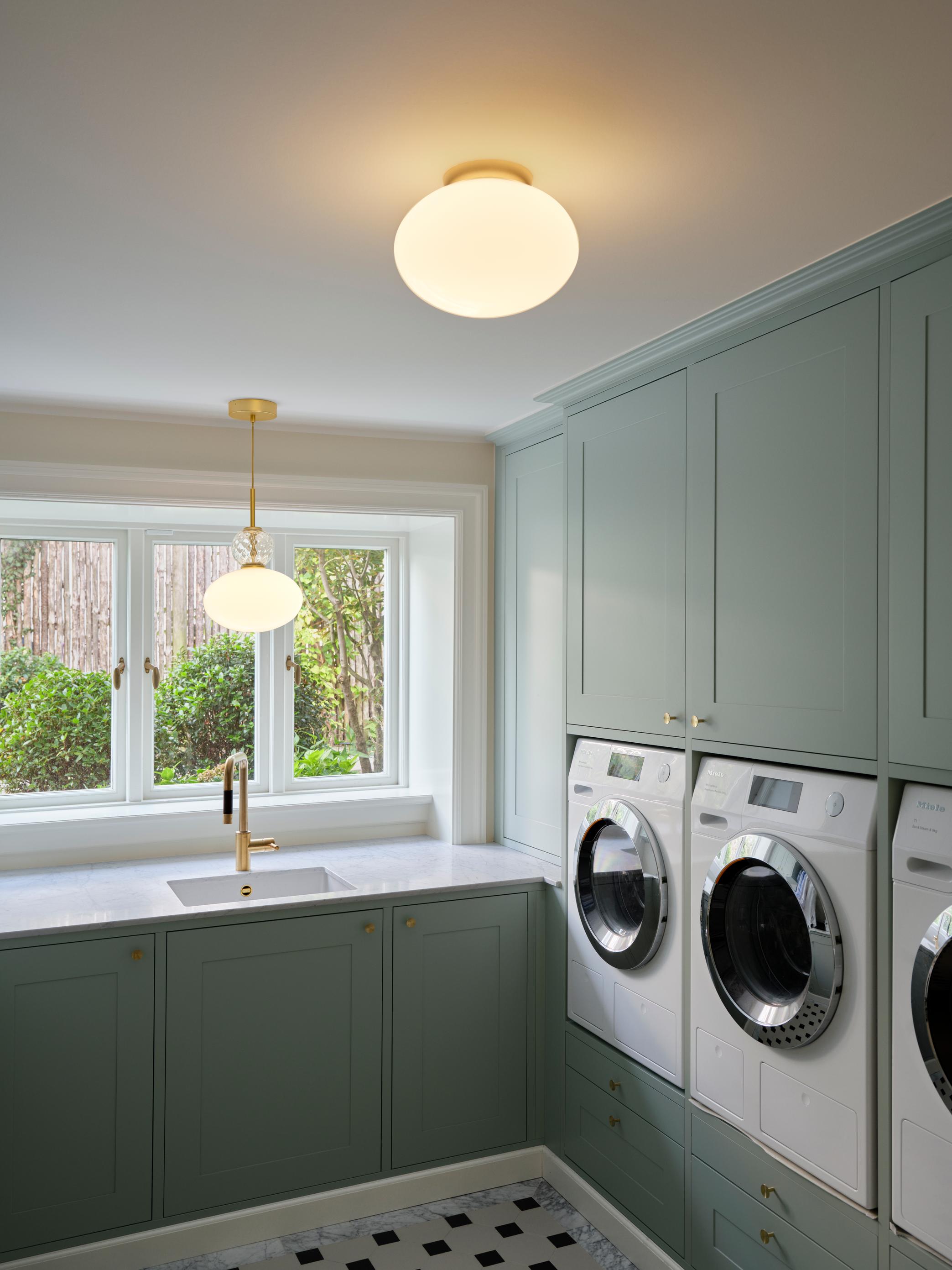 RIZZATTO 32 Brass Pendant Lamp with Opal Glass