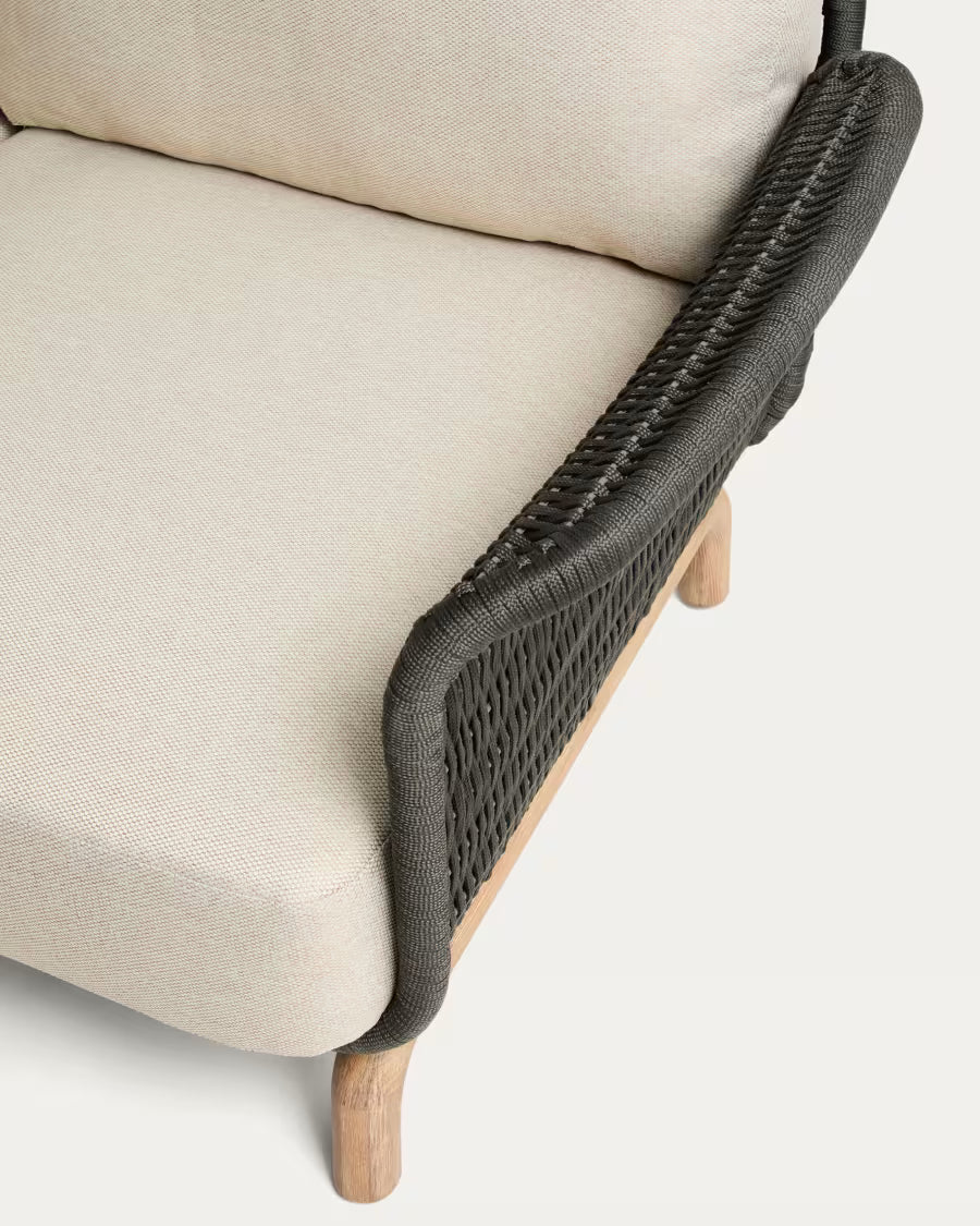 ALIPA Black and Beige 3-Seater Garden Sofa