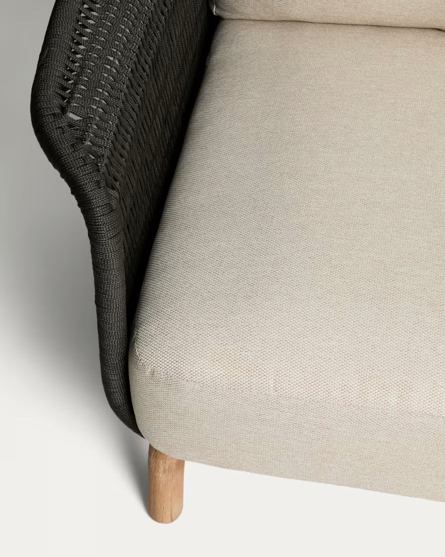 ALIPA Black and Beige 3-Seater Garden Sofa