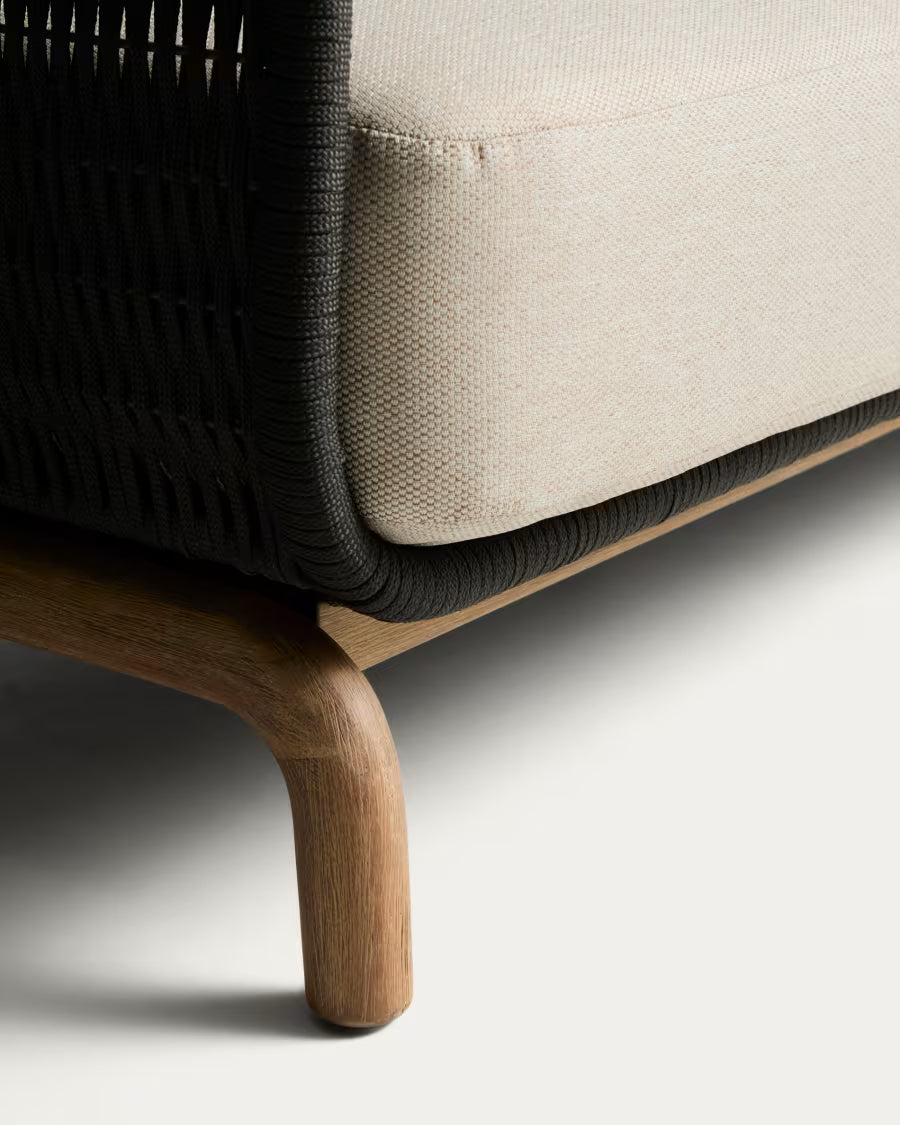 ALIPA Black and Beige 3-Seater Garden Sofa