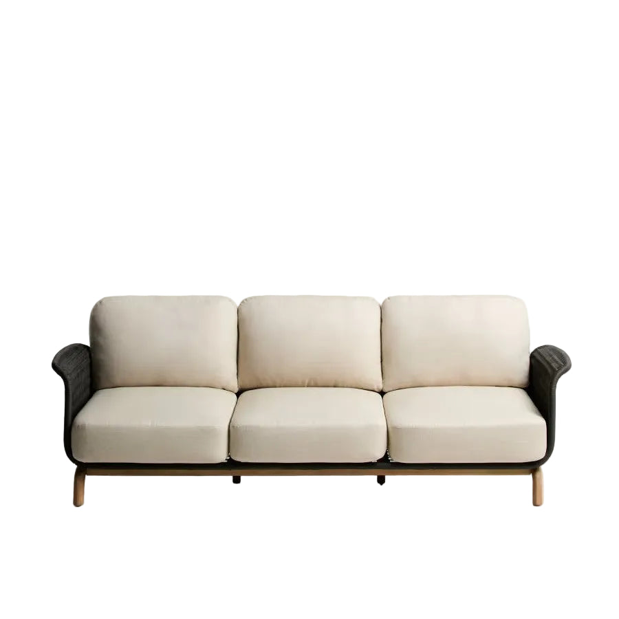 ALIPA Black and Beige 3-Seater Garden Sofa