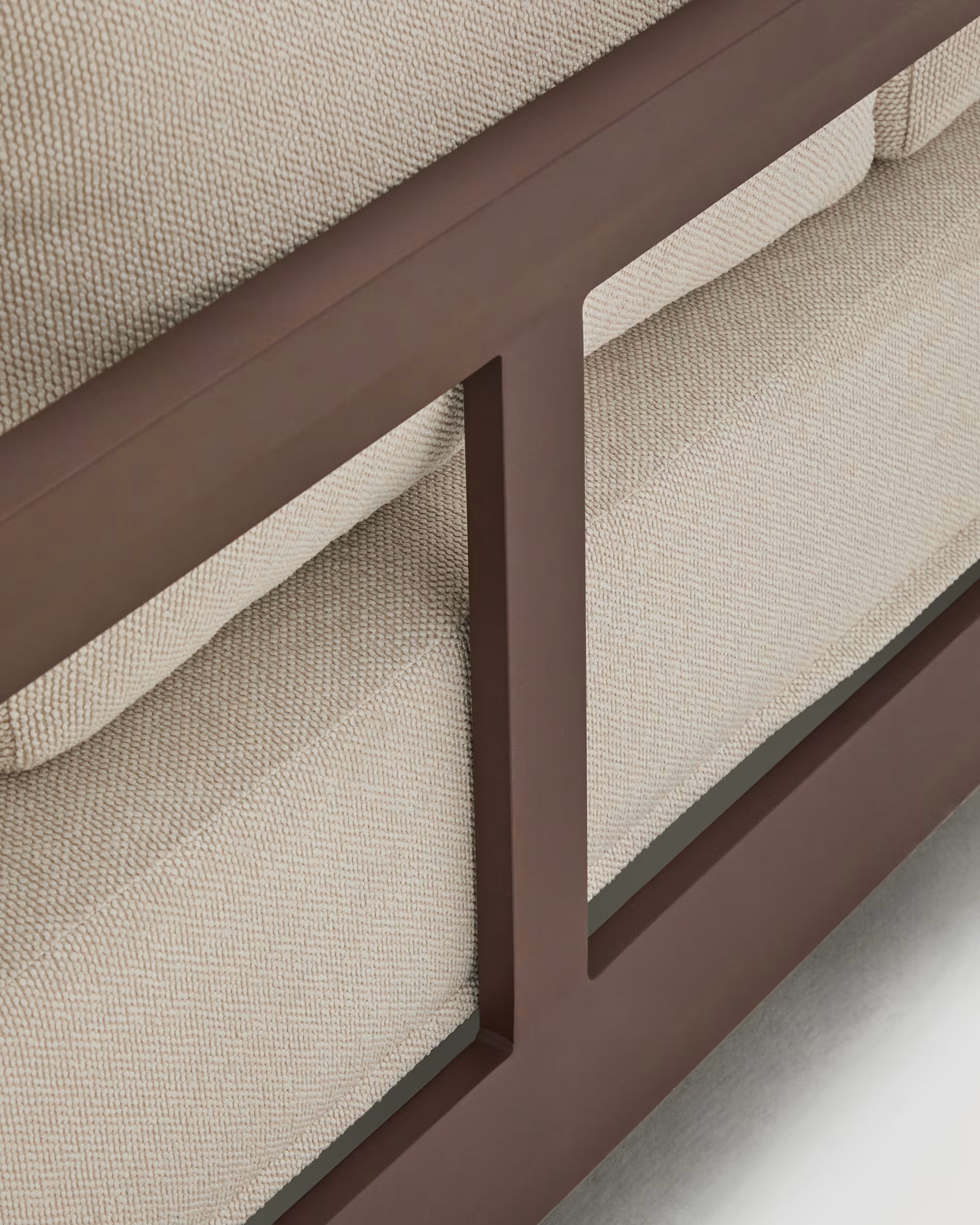NERANO Light Beige 3-Seater Garden Sofa with Brown Base